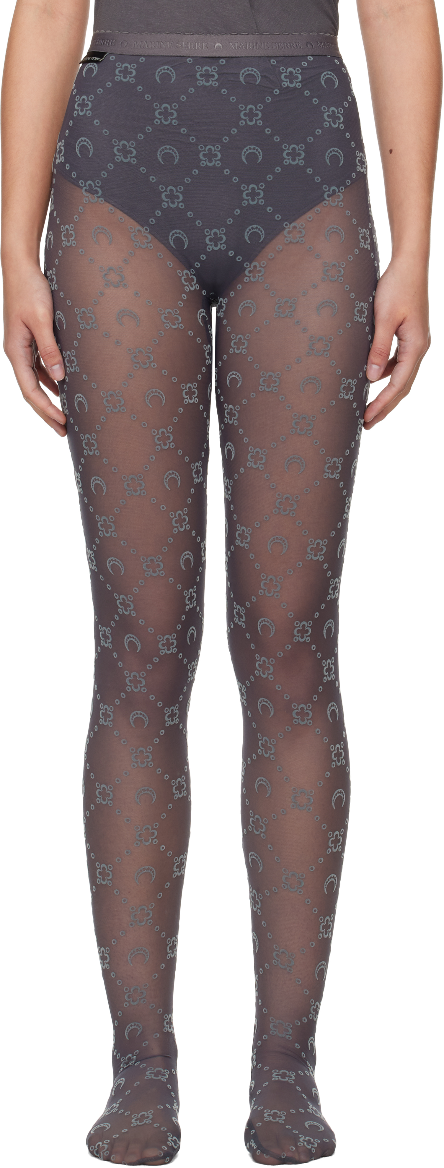 Gray Recycled Mesh Flock Tights