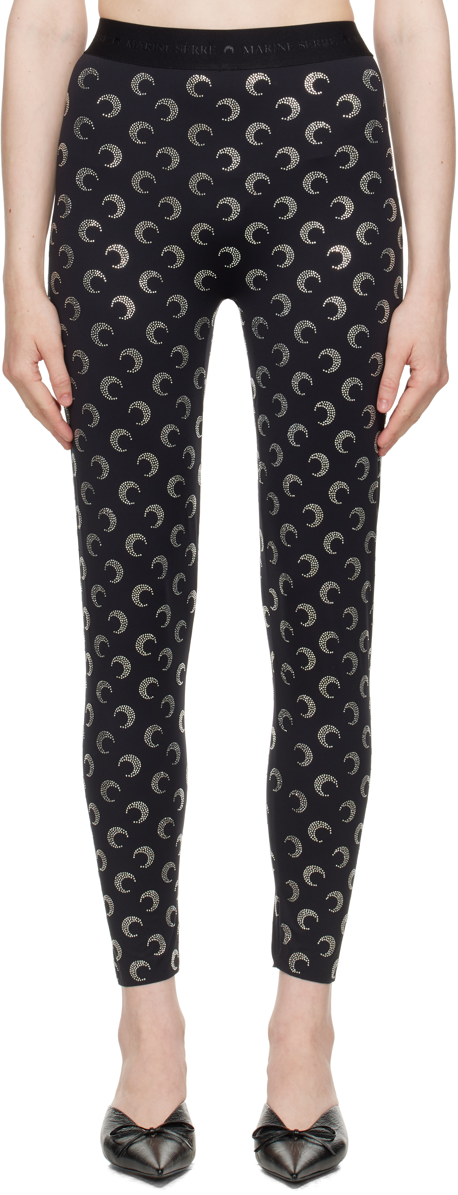 Black Moon Rhinestoned Jersey Leggings