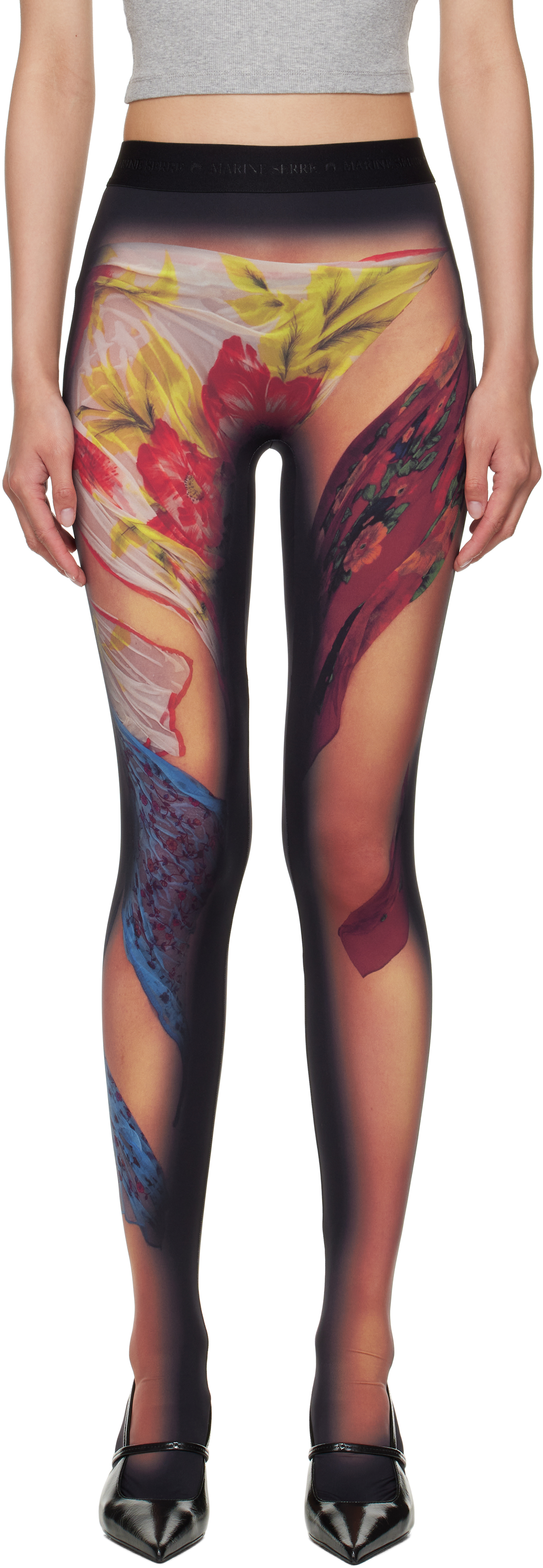 Multicolor Recycled Draped Statue Jersey Leggings