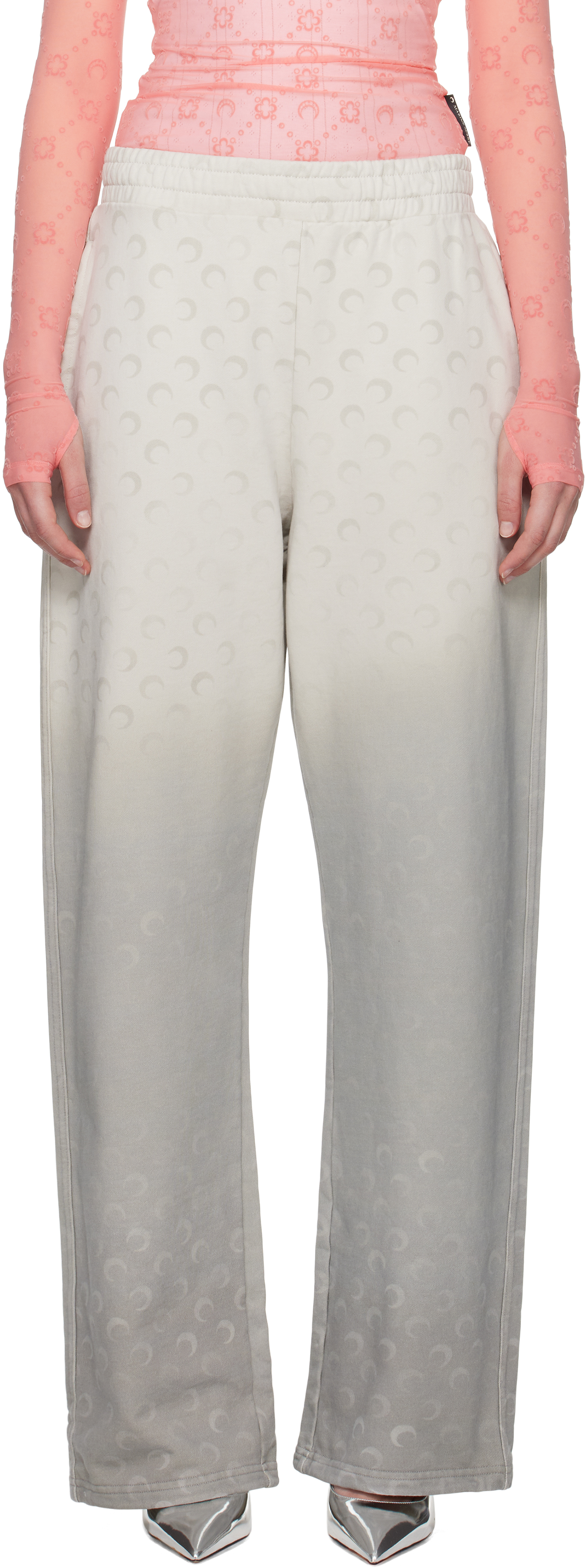 Shop Marine Serre Gray Moon Faded Fleece Sweatpants