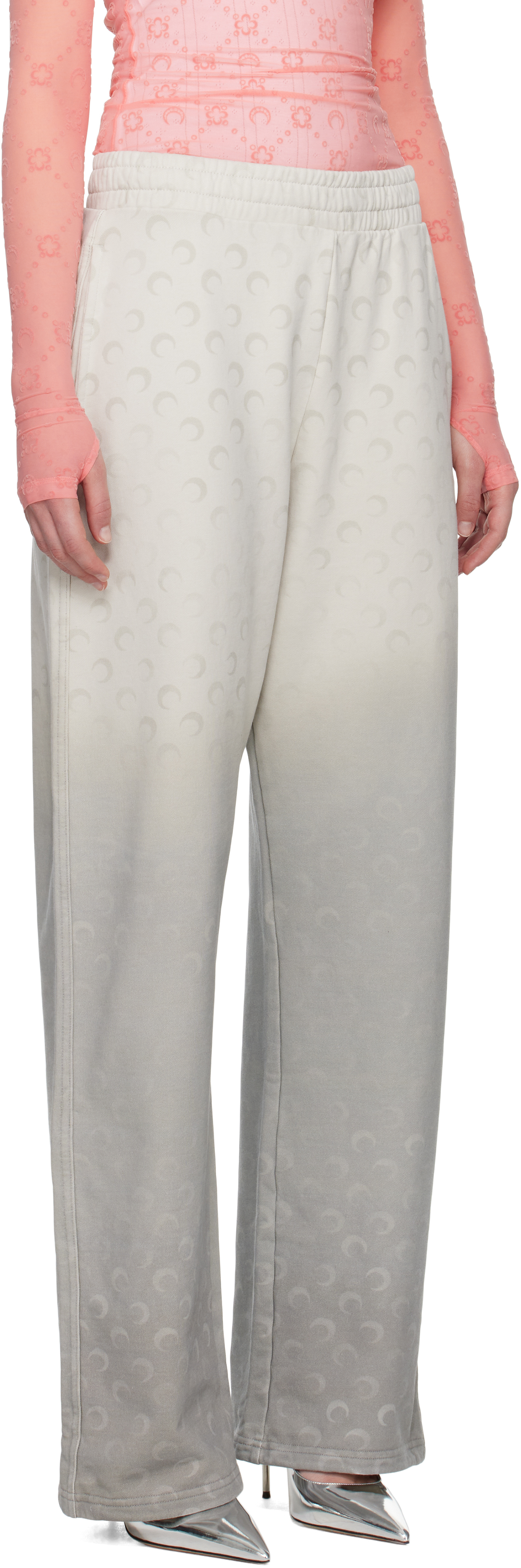 Shop Marine Serre Gray Moon Faded Fleece Sweatpants