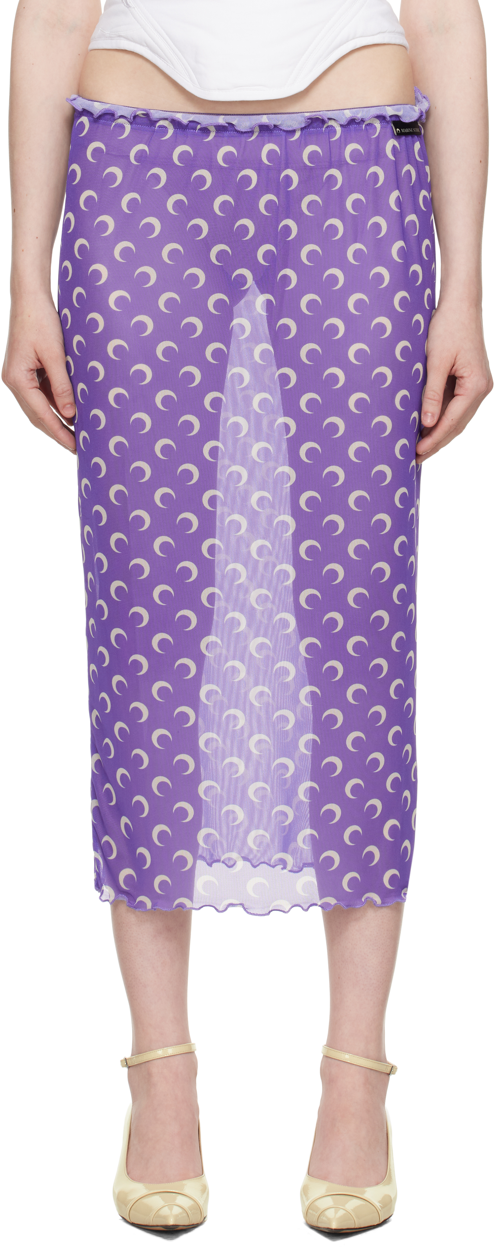 Marine Serre Purple Recycled Moon Mesh Midi Skirt