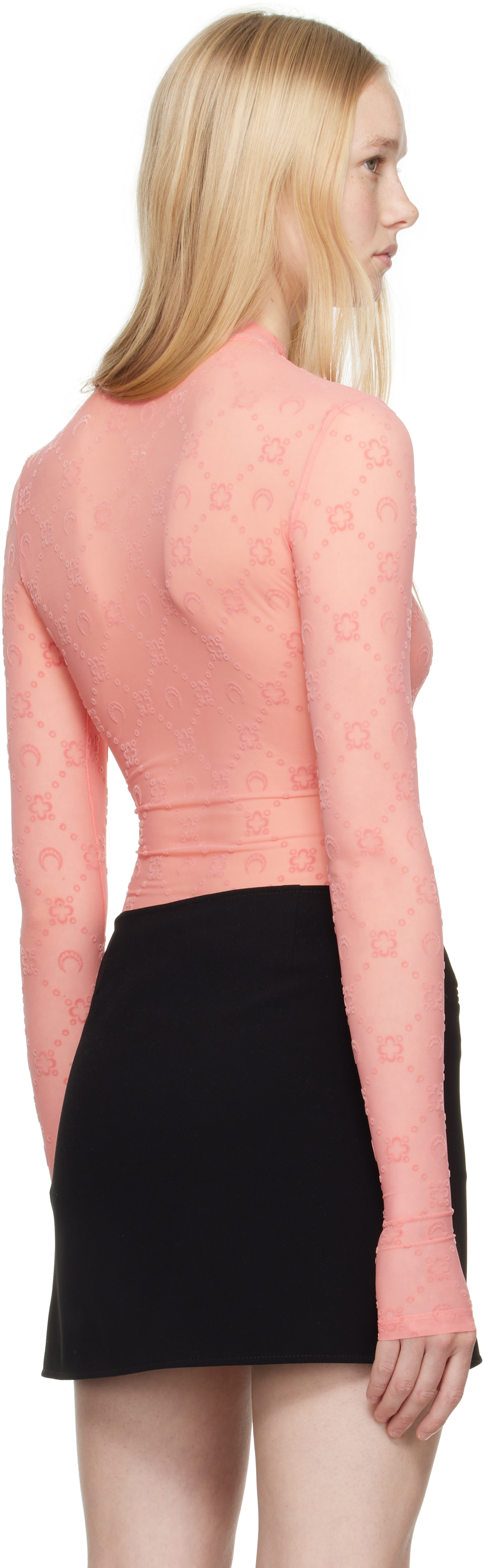 Marine Serre Ssense Exclusive Pink Moonogram Flock Second Skin T-shirt