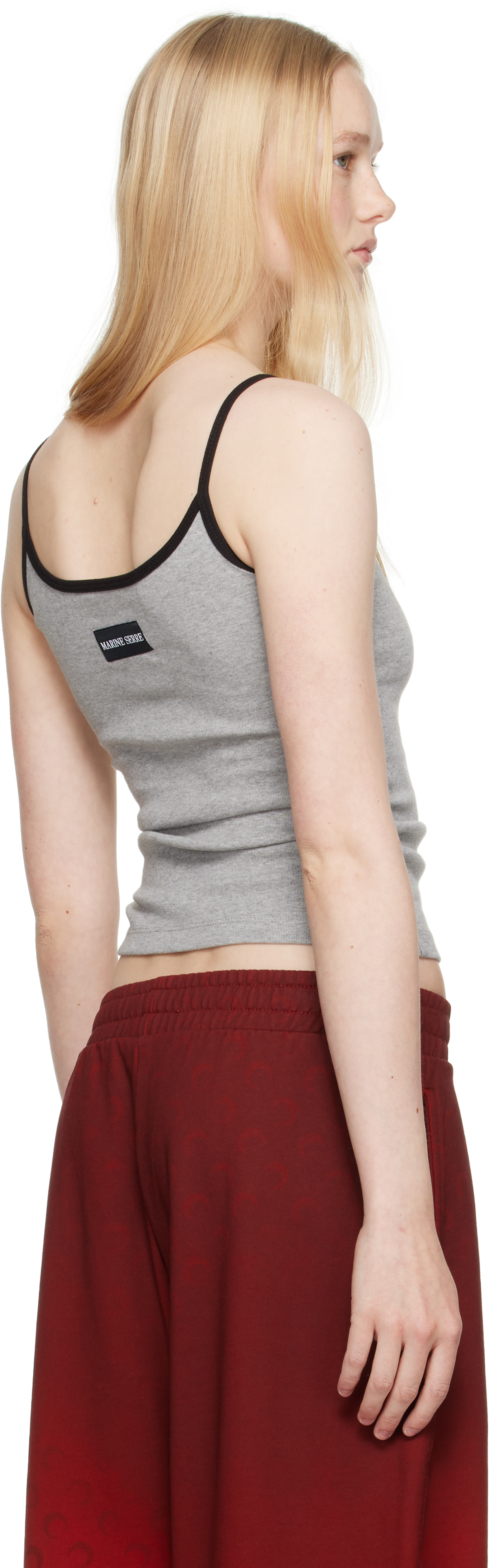 Marine Serre Ribbed Texture Tank Top With Spaghetti Straps