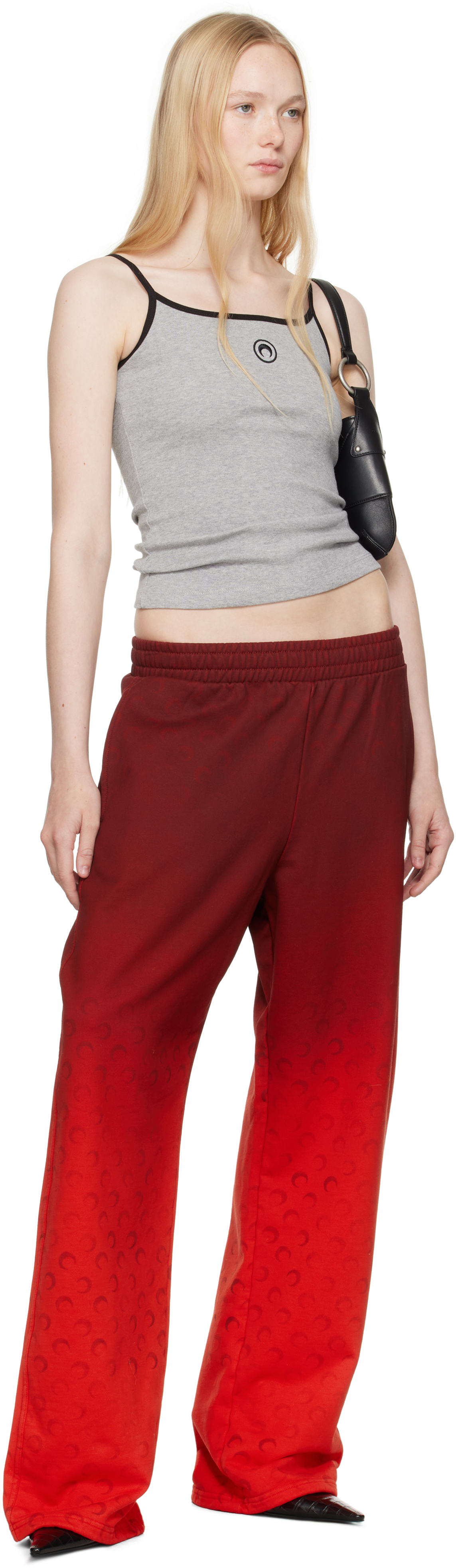Marine Serre Ribbed Texture Tank Top With Spaghetti Straps