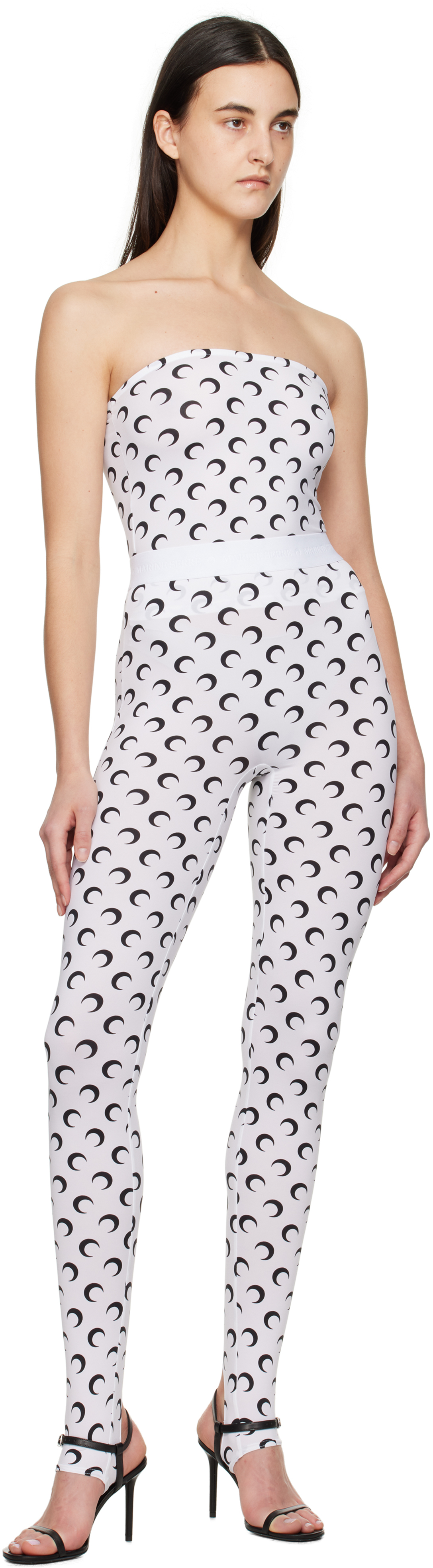 Marine Serre White Moon Printed Jersey Second Skin Tube Top In Wh00 Optical White