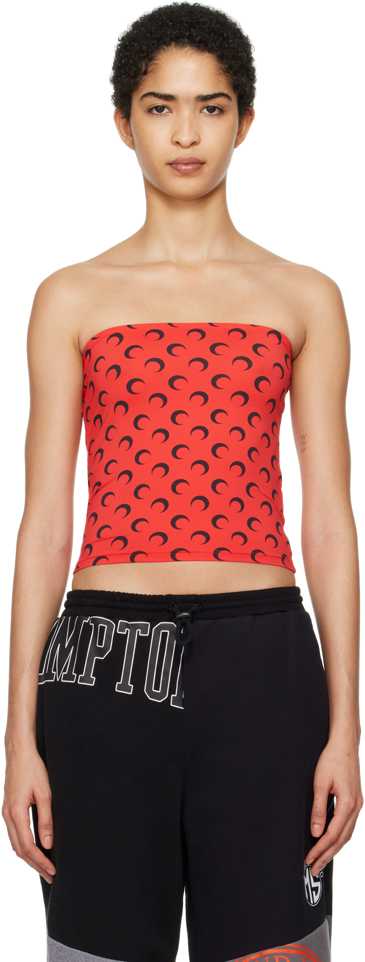 Marine Serre: Red Moon Printed Jersey Second Skin Tank Top