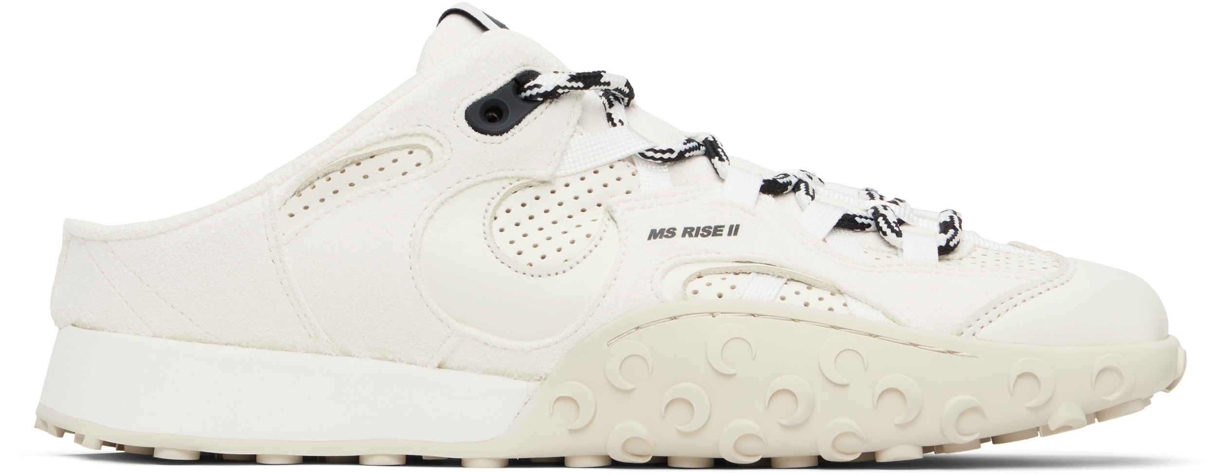 Marine Serre: White Suede Leather MS Rise Tyko Mules | SSENSE Marine Serre: White Suede Leather MS Rise Tyko Mules | SSENSE