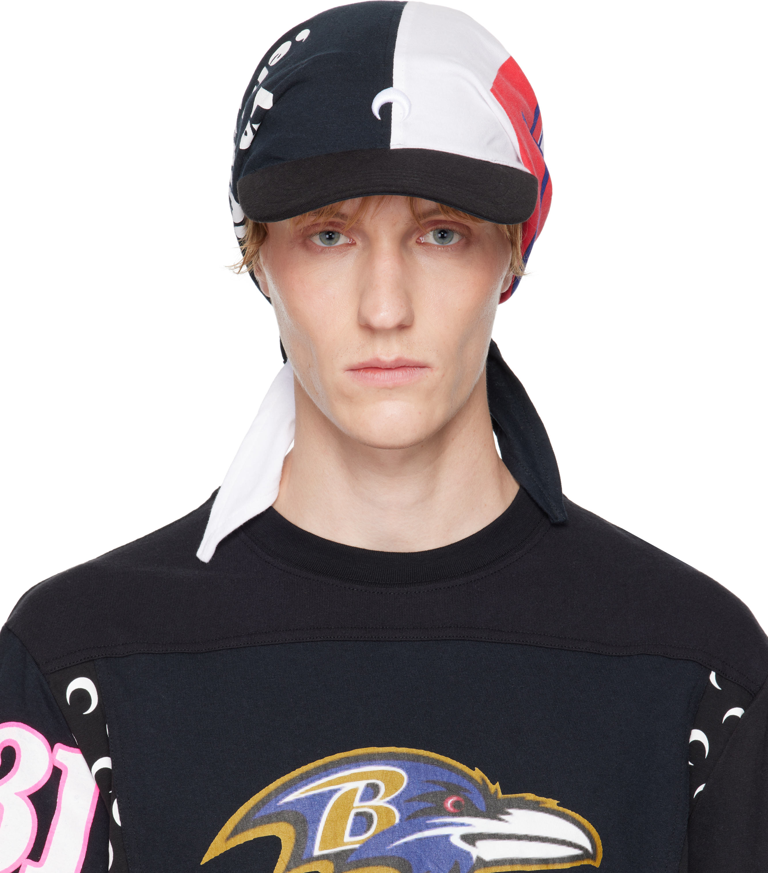 Black & White Regenerated Graphic T-Shirts Veiled Cap