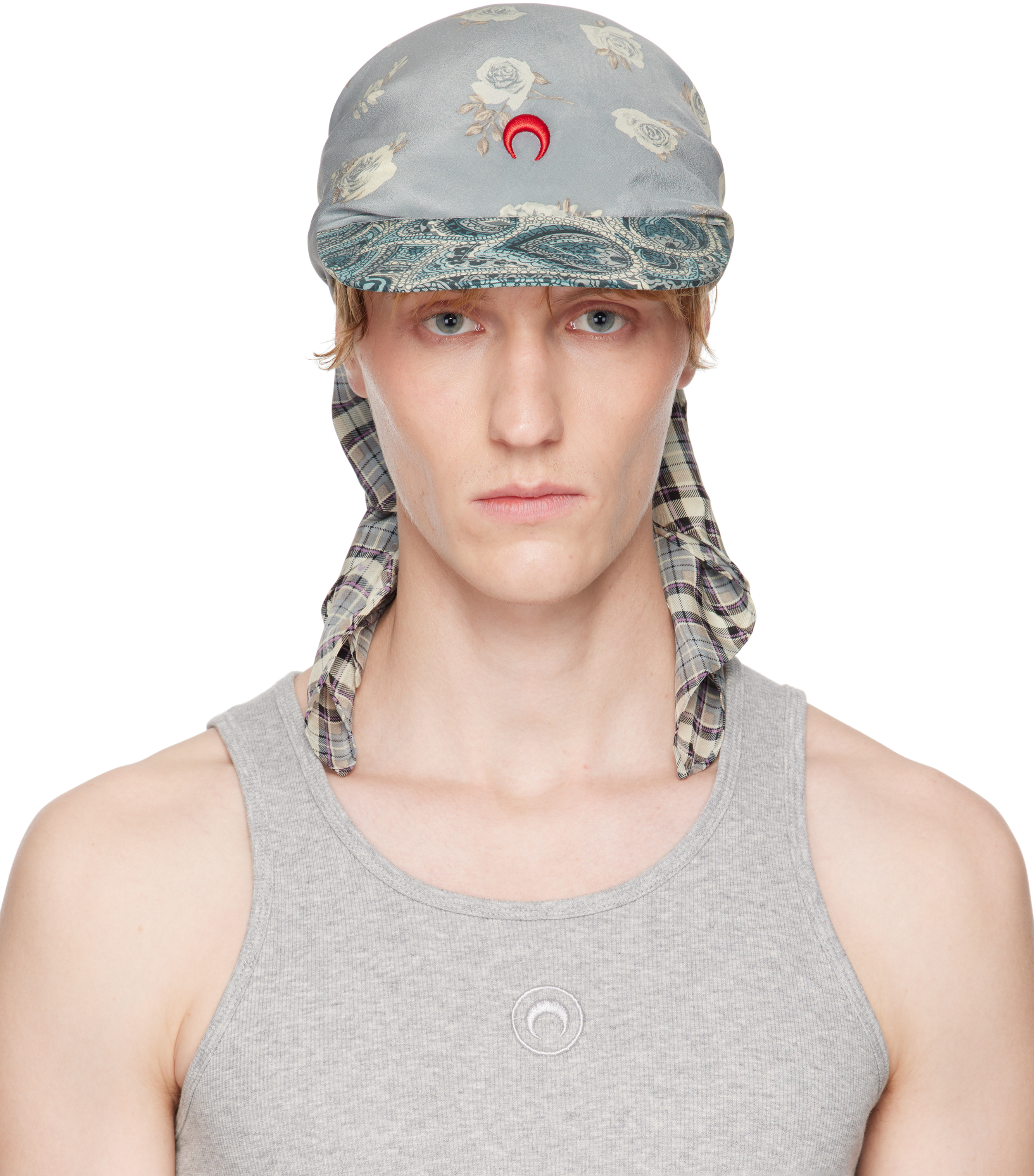 Marine Serre: Multicolor Regenerated Silk Scarves Veiled Cap