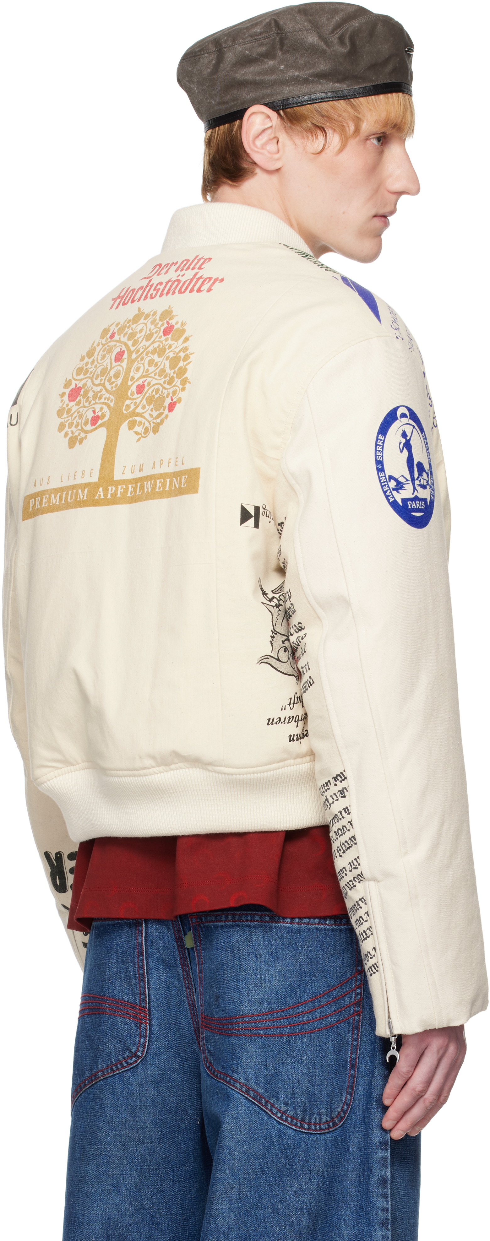 Marine Serre Beige Regenerated Tote Bags Bomber Jacket