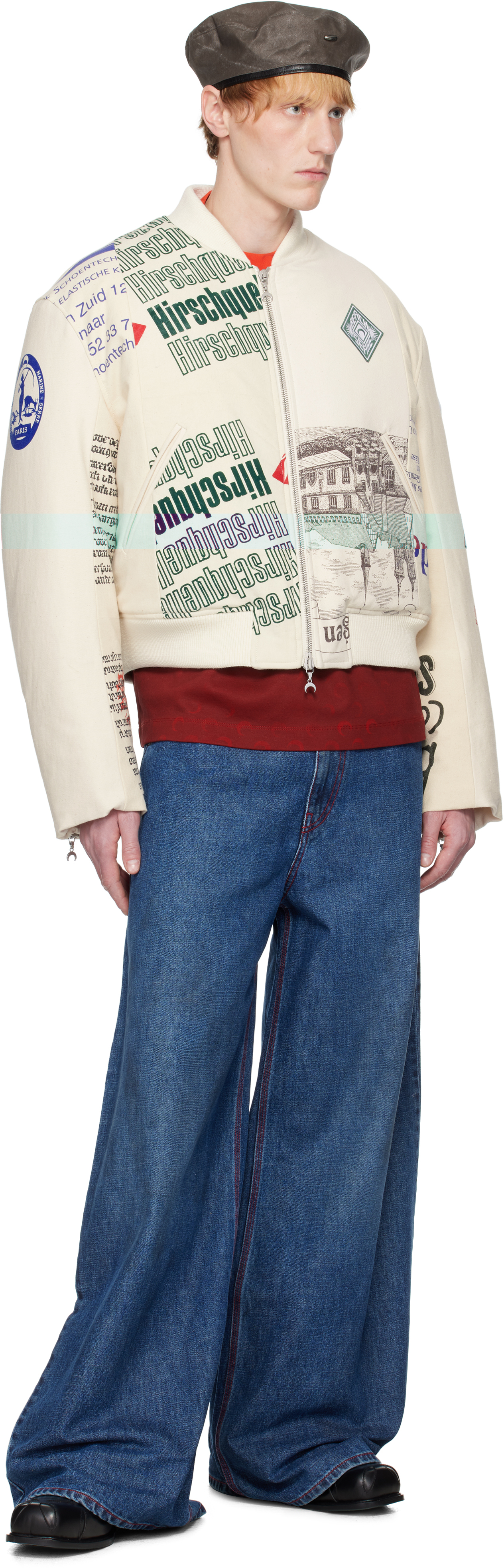 Marine Serre Beige Regenerated Tote Bags Bomber Jacket