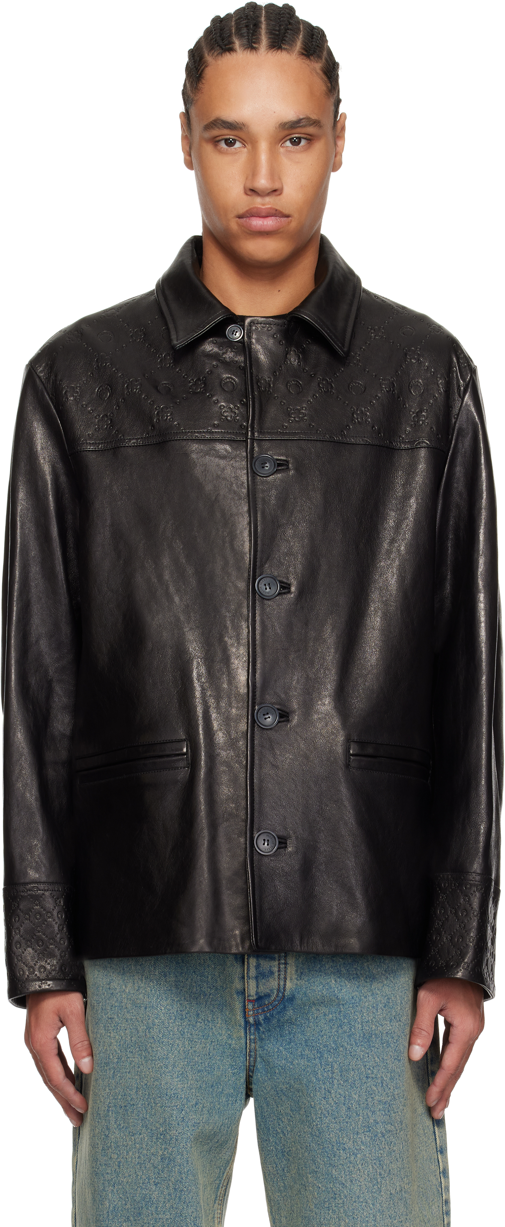完璧 Black Monogram Serre Marine by Jacket Leather Boxy Embossed テープ・マスキングテープ