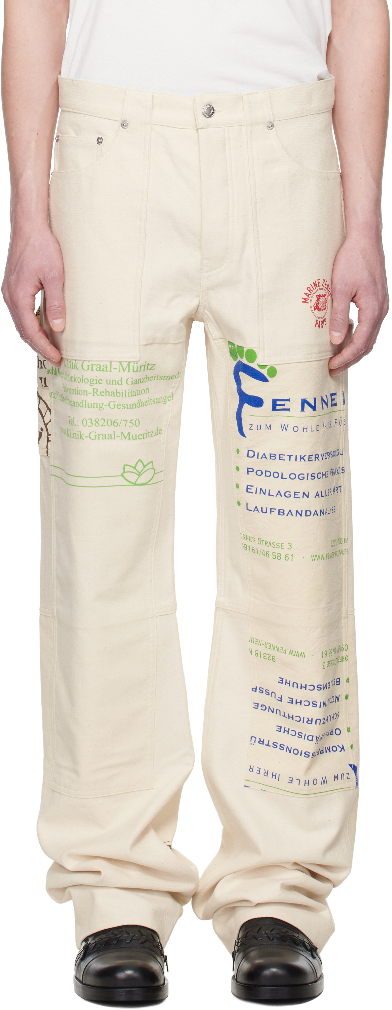 パンツ MARINE SERRE White Cotton Pant Marine Serre Pants In White Cotton | italist