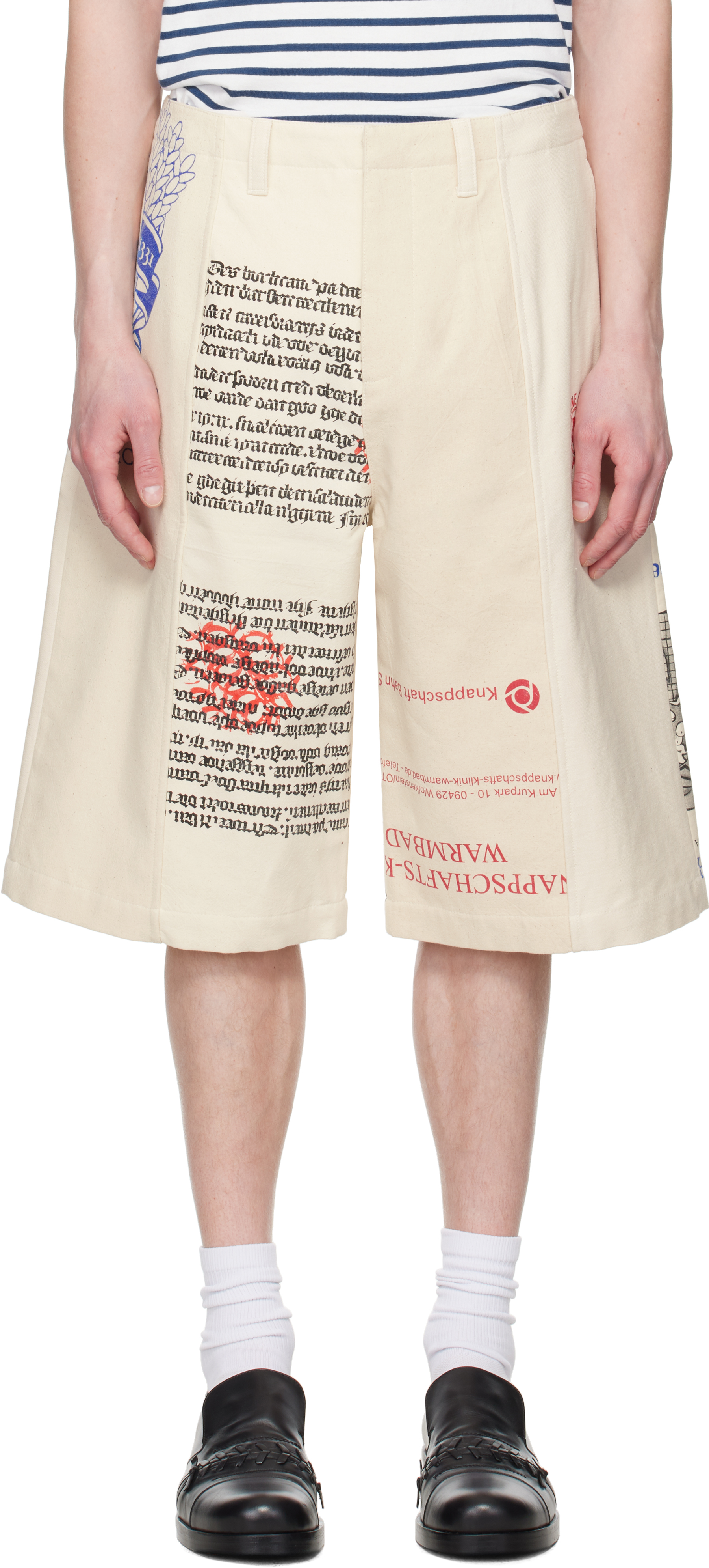 Beige Regenerated Tote Bags Cargo Shorts