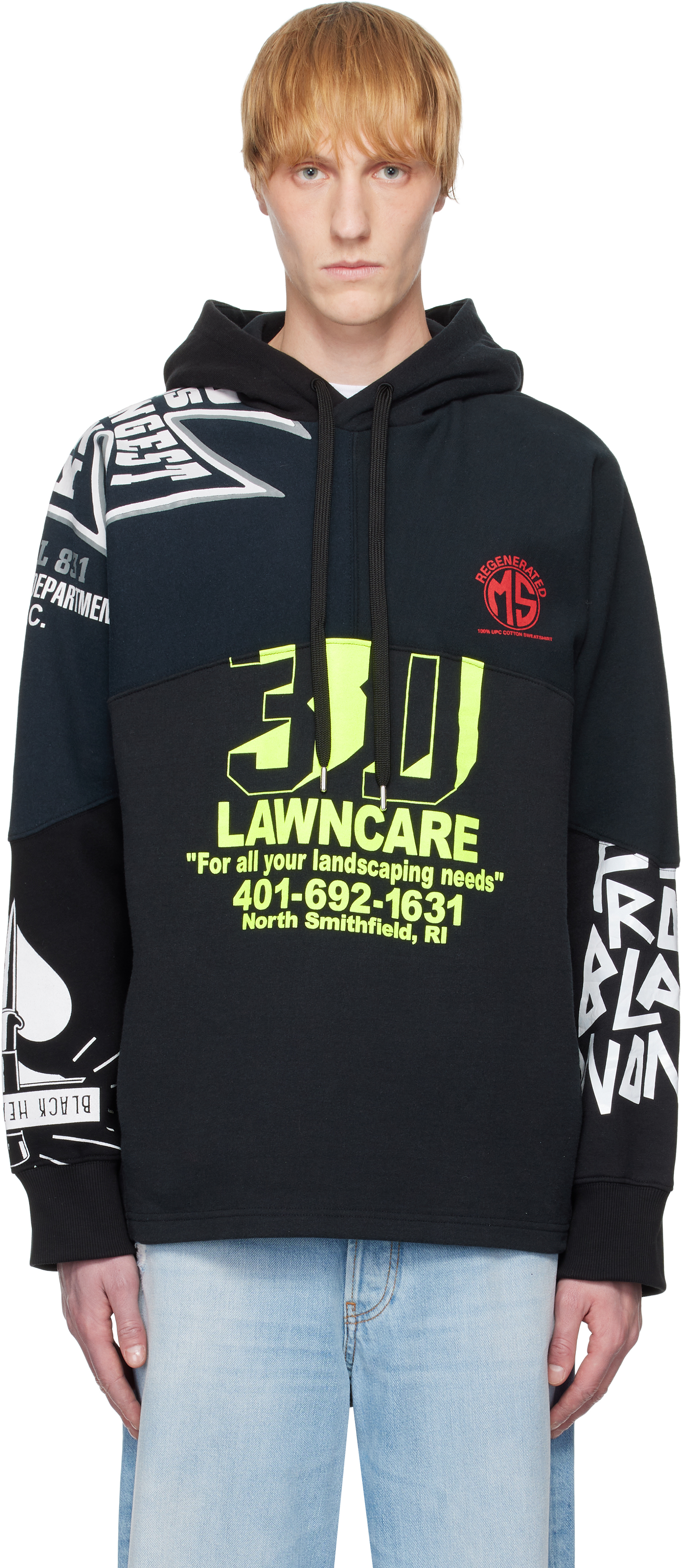 Marine Serre Black Regenerated Graphic Sweatshirts Hoodie