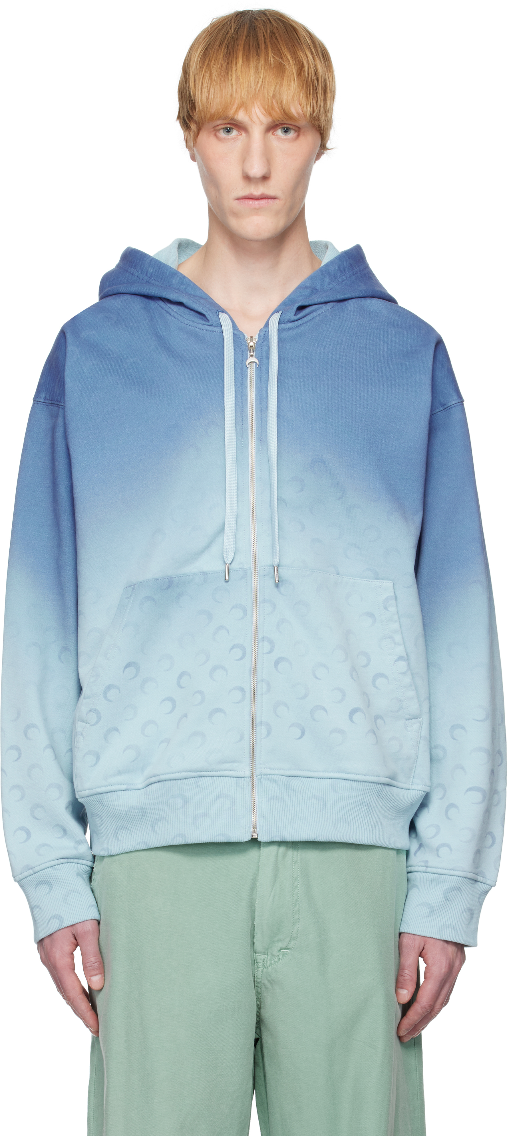 国内発送/送料関税込【MARINE SERRE】 Moon Zipped Hoodie Moon Faded Fleece Zipped Hoodie • Marine Serre