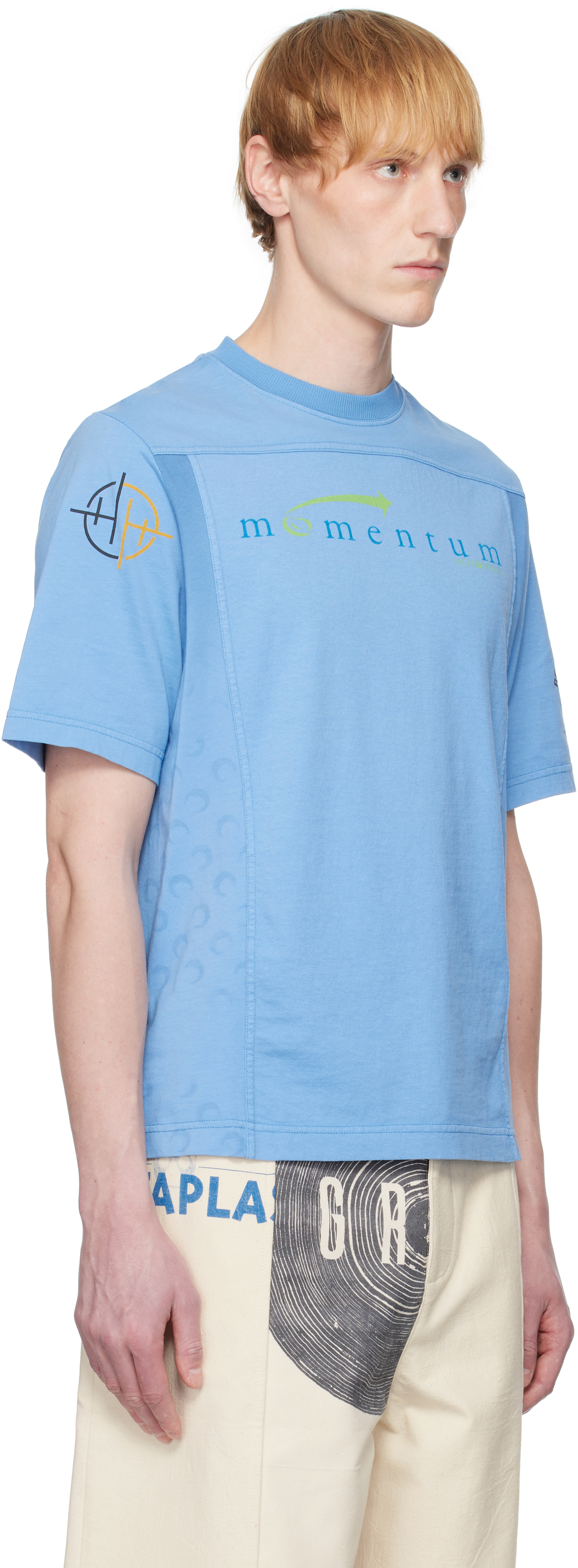 MARINE SERRE BLUE REGENERATED GRAPHIC T-SHIRTS REGULAR FIT T-SHIRT