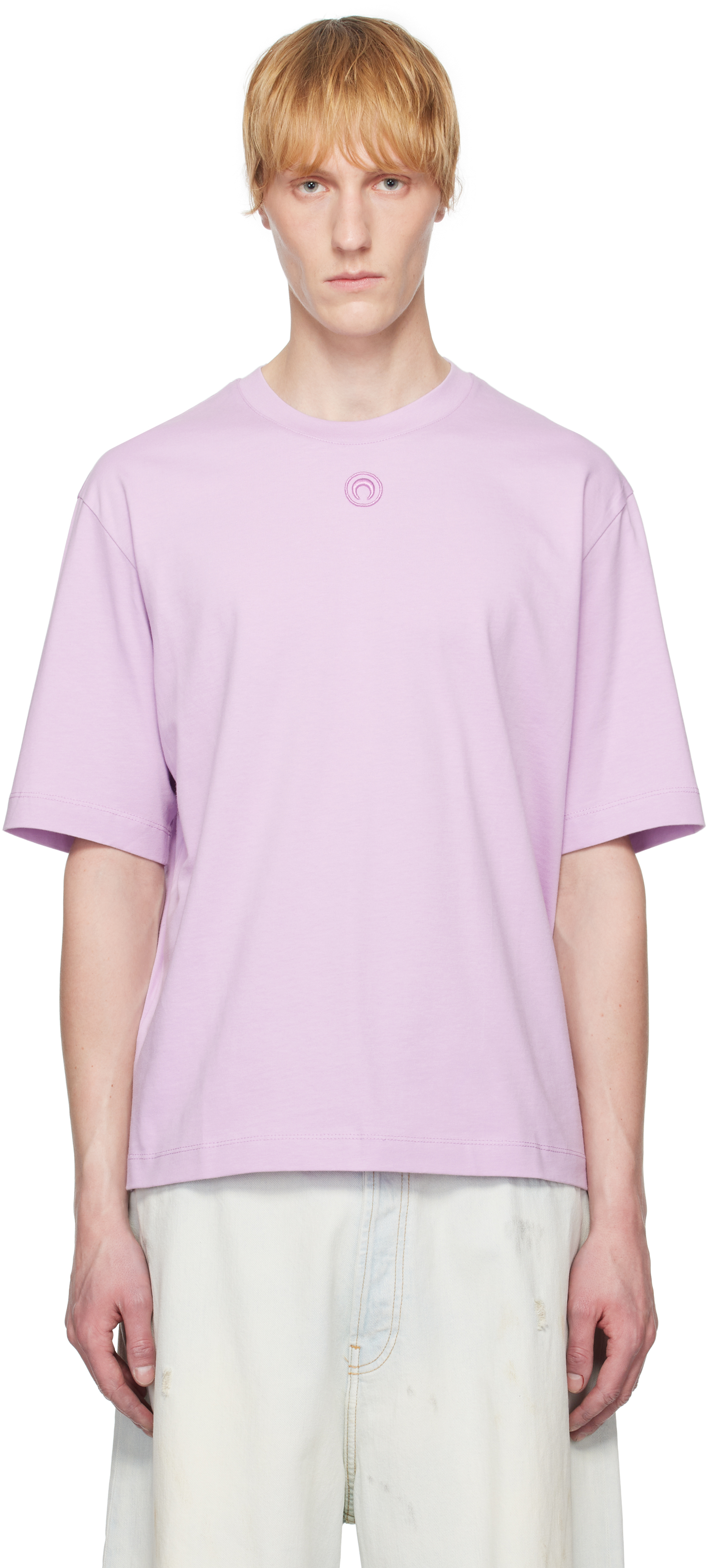 Marine Serre Purple Moon Logo Jersey Loose Fit T-shirt