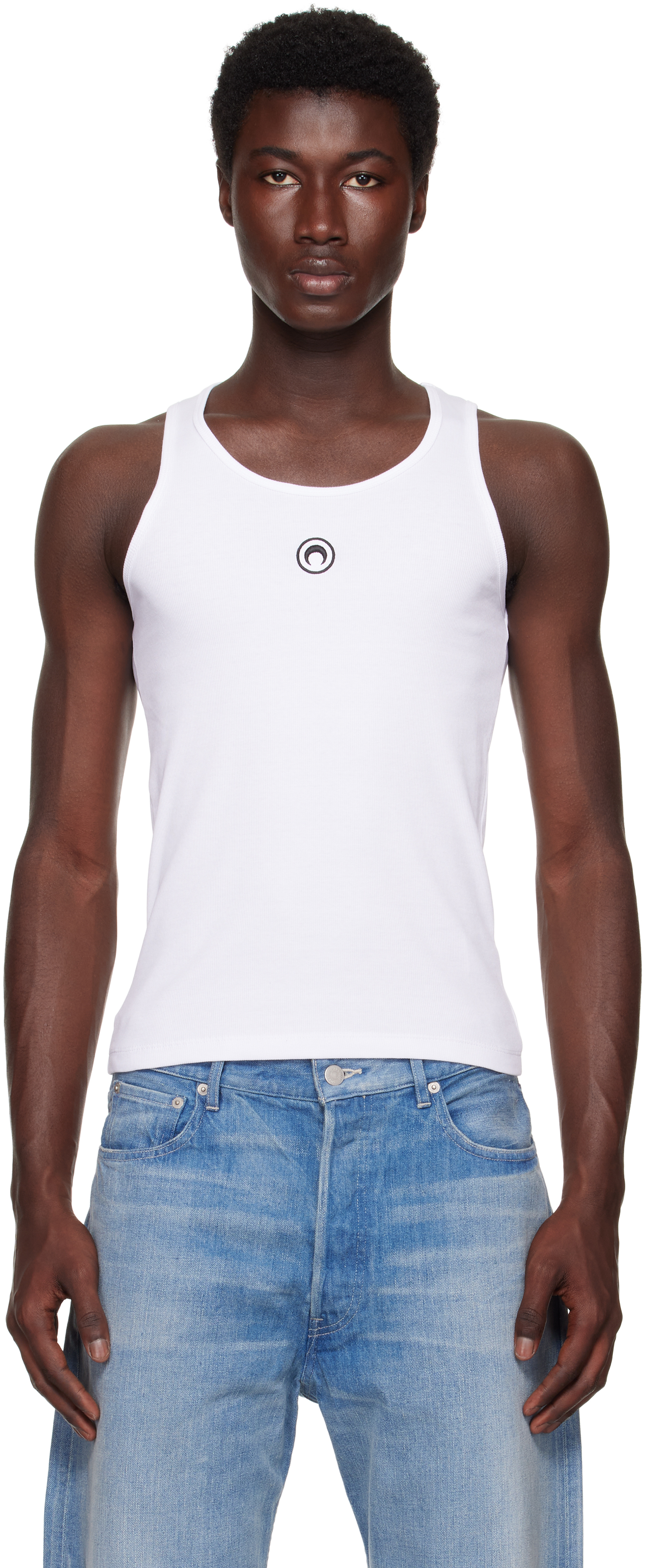 Black Moon Logo Ribbed Jersey Tank Top