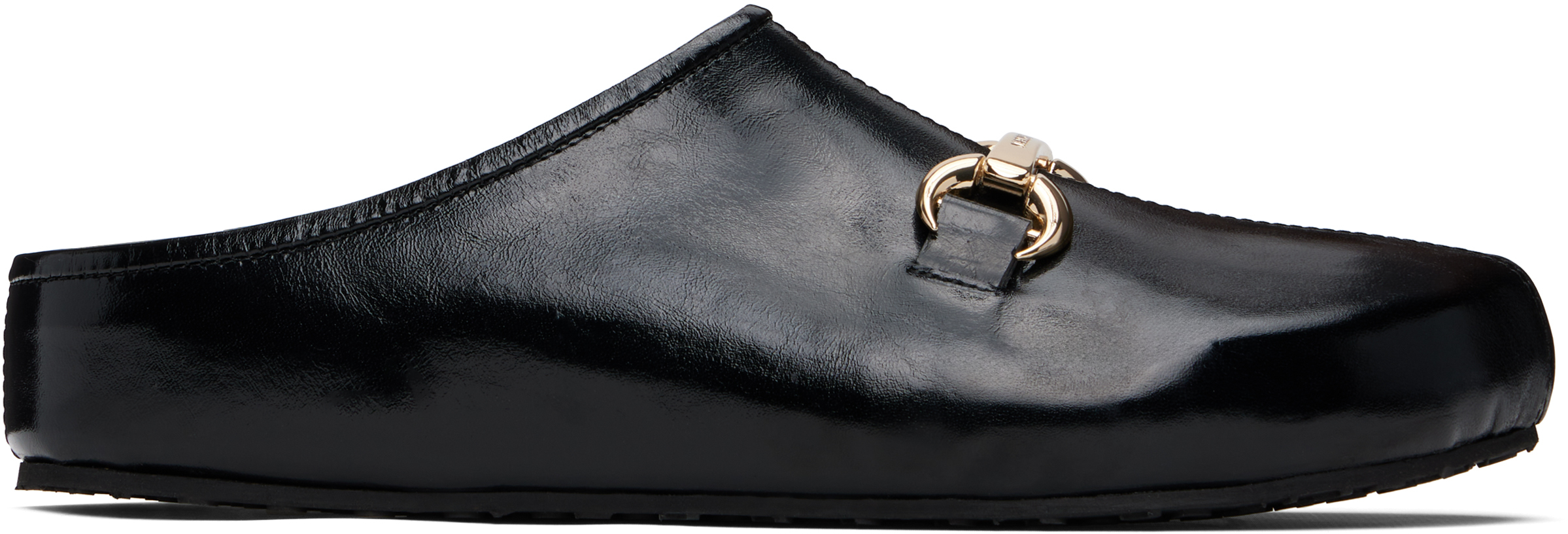 Marine Serre Black Smooth Leather Ms Slip-on Loafers