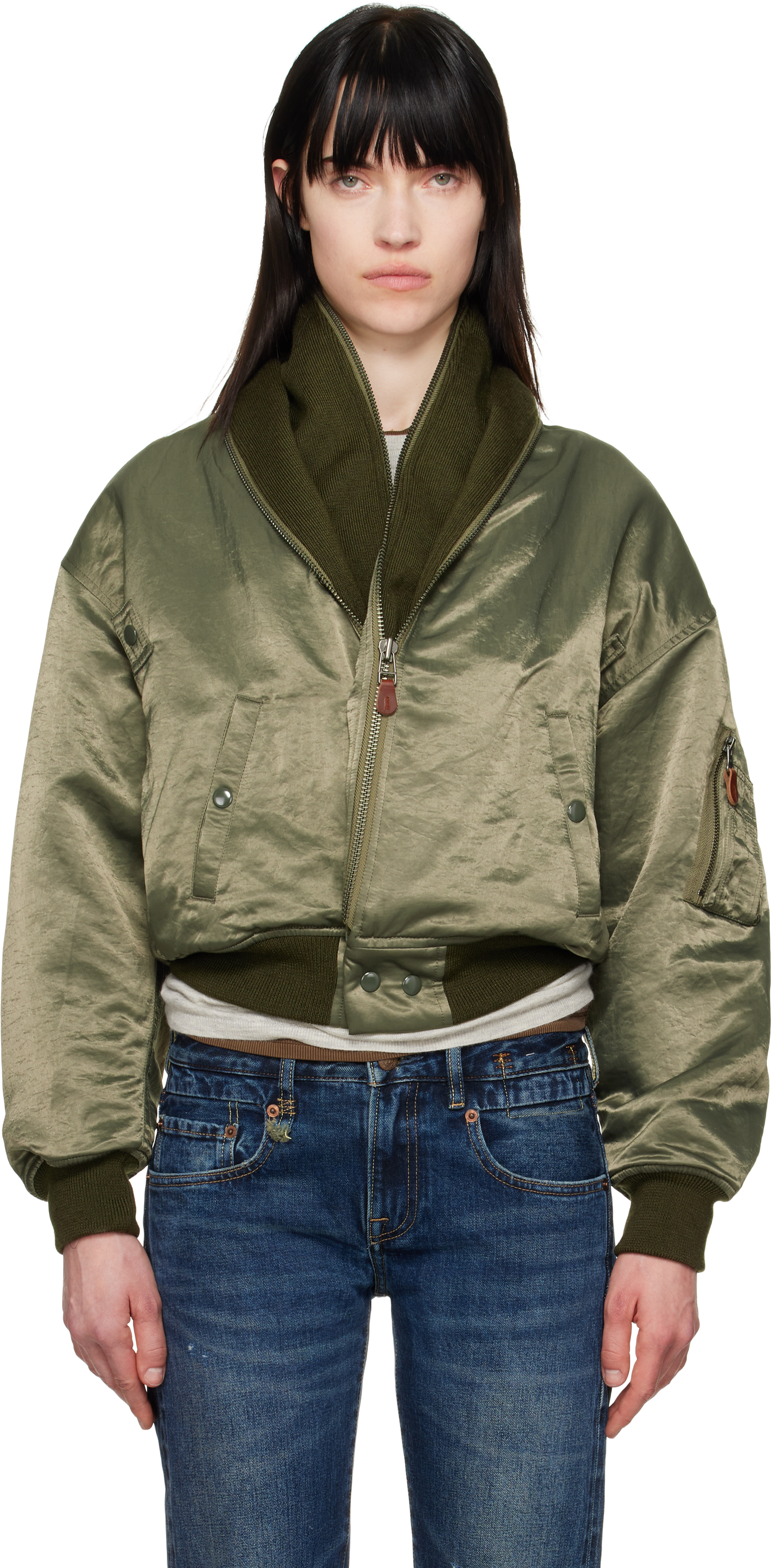 R13/アールサーティーン】 RIBBED FLIGHT BOMBER JACKET