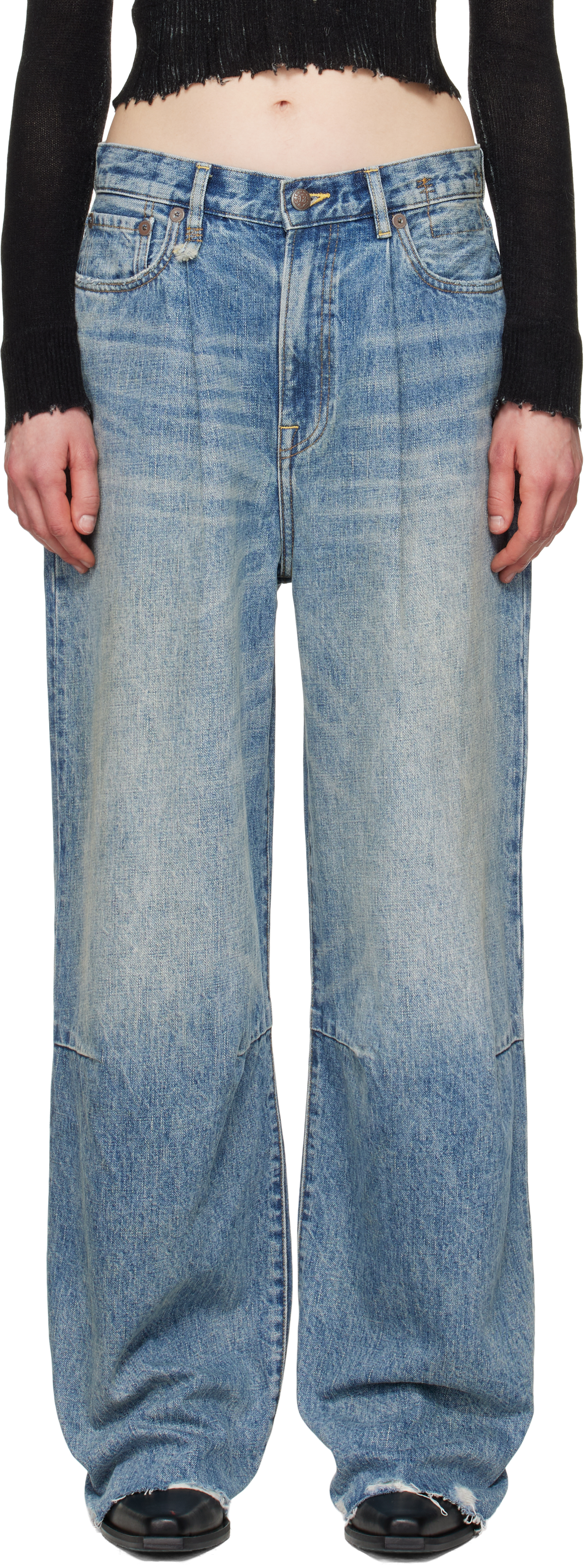 R13のブルー Wayne Articulated Knee ジーンズがセール中