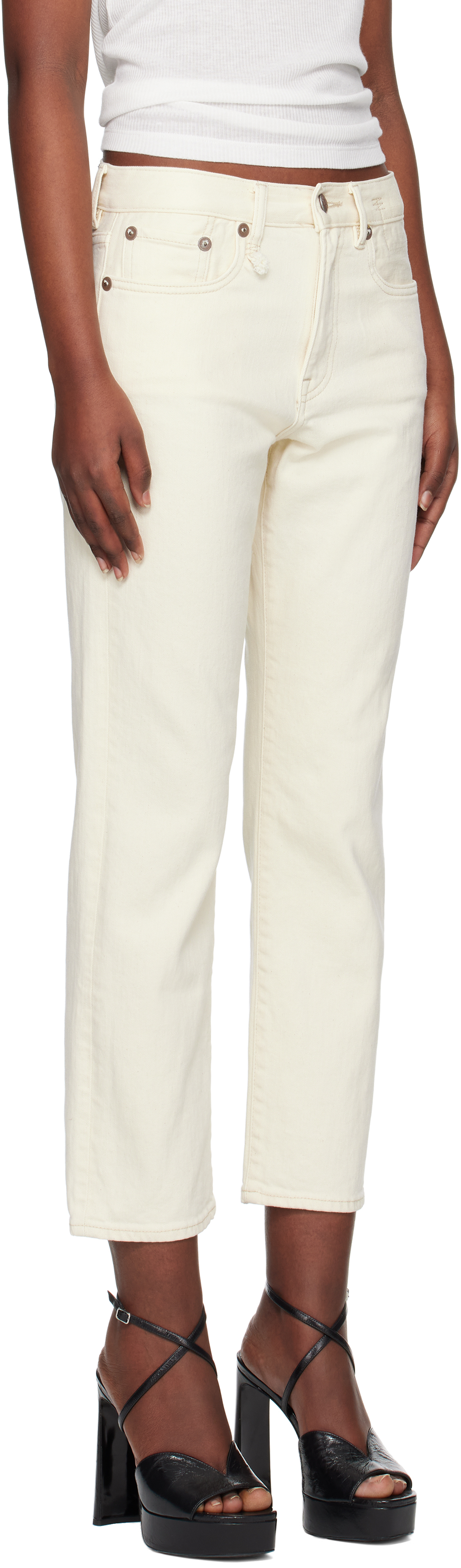 R13 Off-white Romeo Jeans In Ecru Stretch
