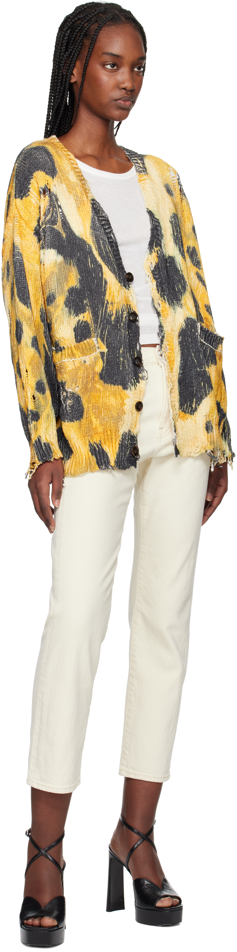 R13 Off-white Romeo Jeans In Ecru Stretch | ModeSens