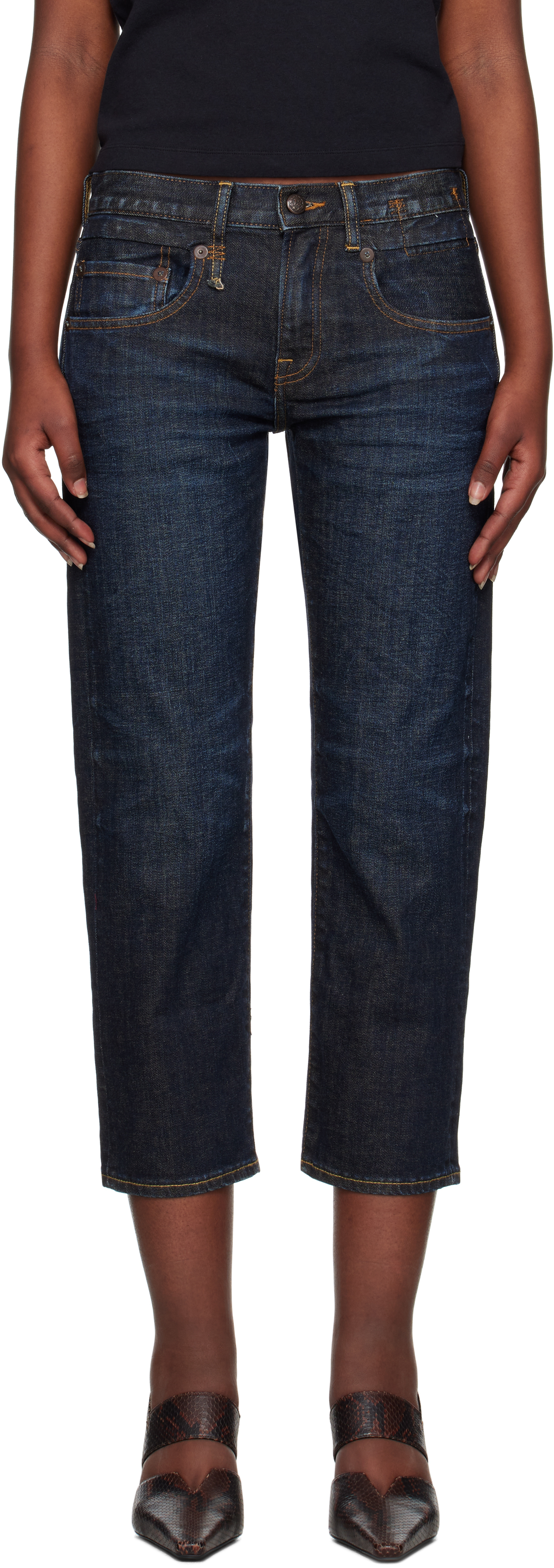 R13 Indigo Boy Straight Jeans In Avery Indigo