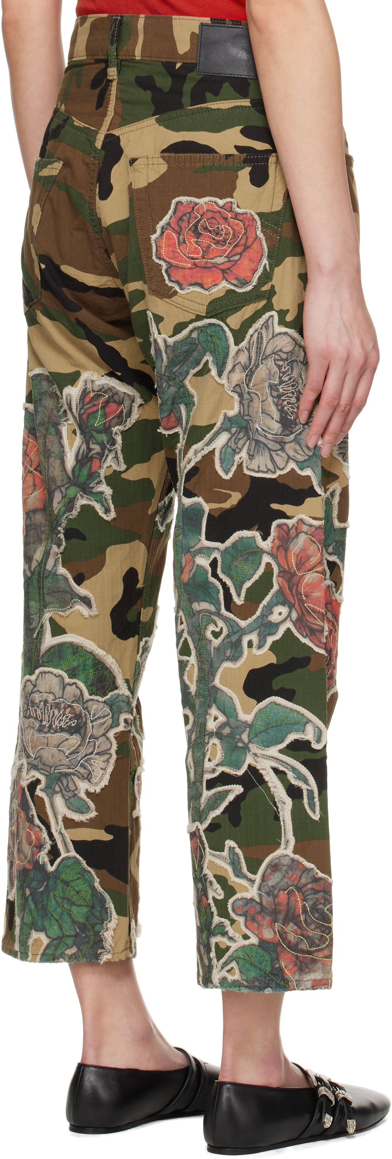 R13 Camo Patchwork Utility Pants In Rose Applique Camo