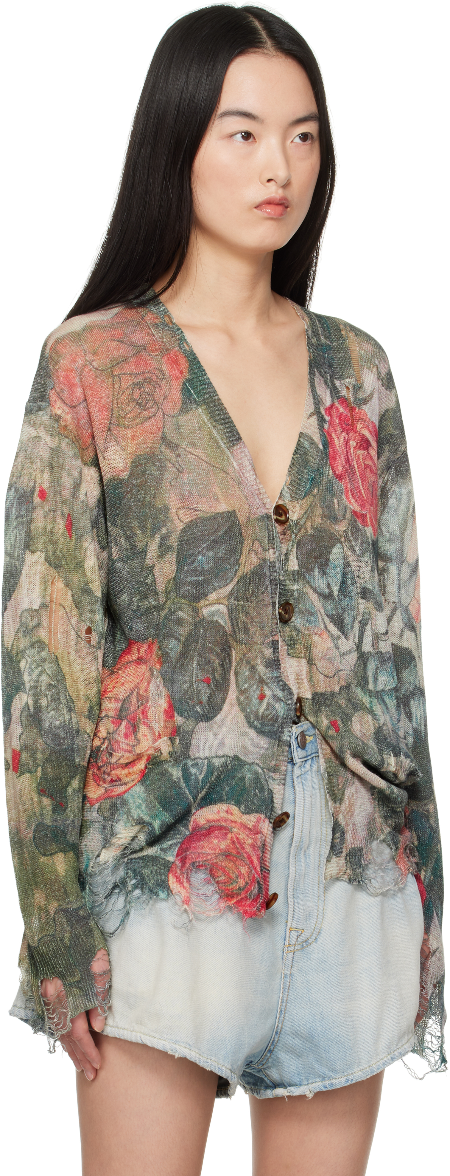 R13 Cardigan Mit Blumen-print In Camo Rose