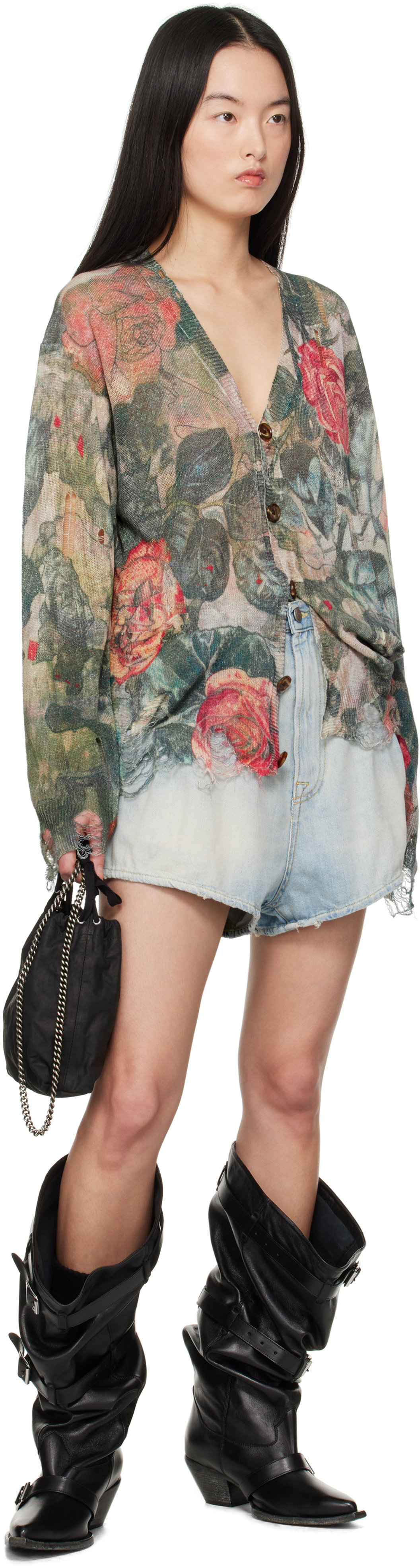 R13 Cardigan Mit Blumen-print In Camo Rose