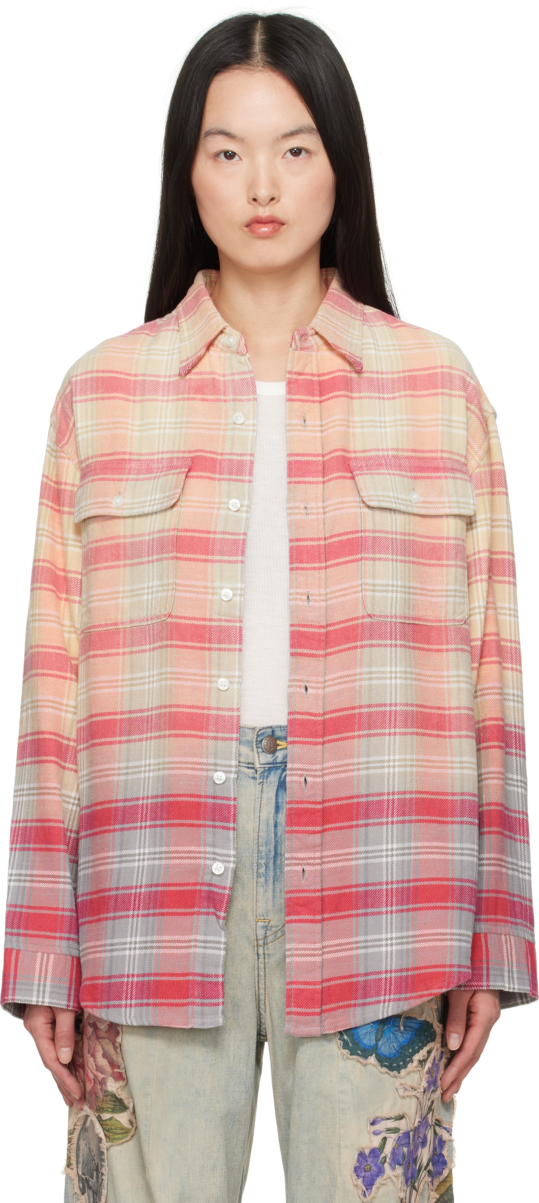 MUSE R13 RELAXED WORKSHIRT チェックシャツ R13のピンク＆ベージュ リラックス ワークシャツがセール中