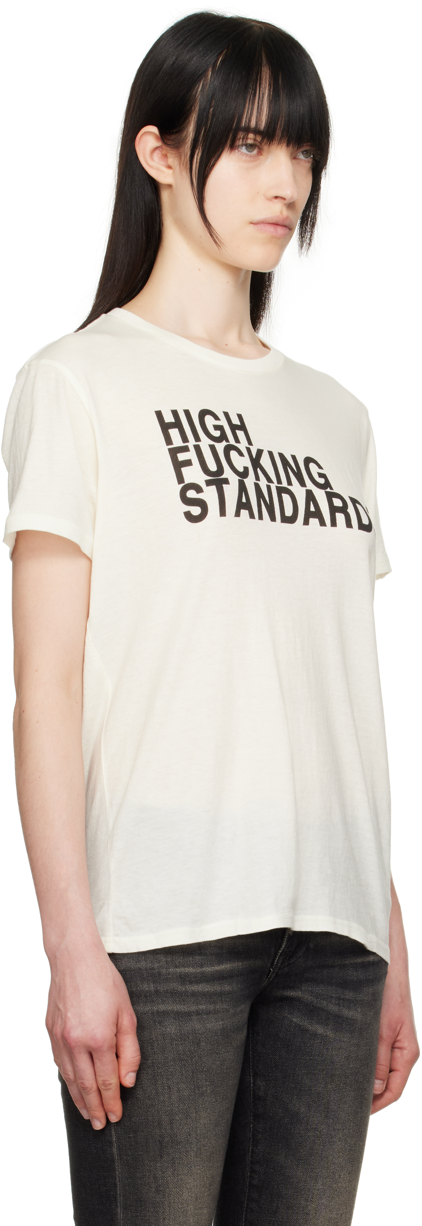 R13 Off-white 'high F Standards' Boy T-shirt In Ecru