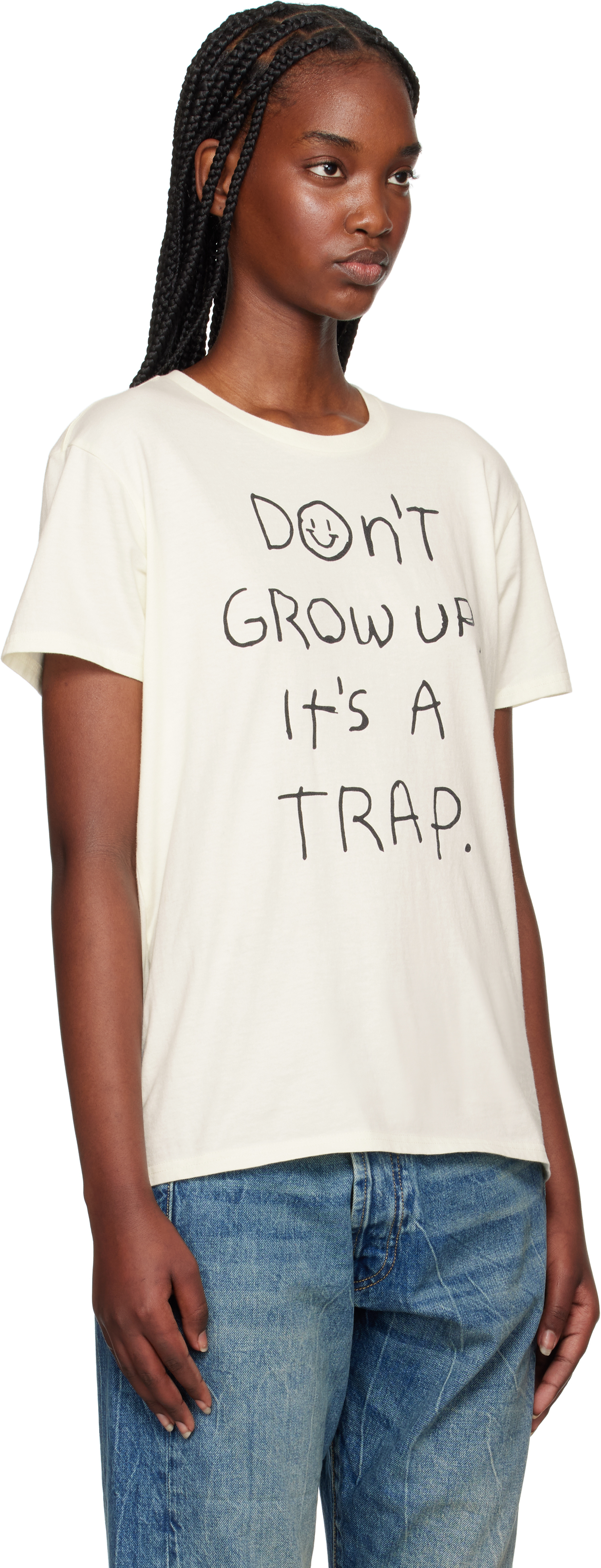 Shop R13 Ssense Exclusive White 'don't Grow Up' T-shirt In Ecru