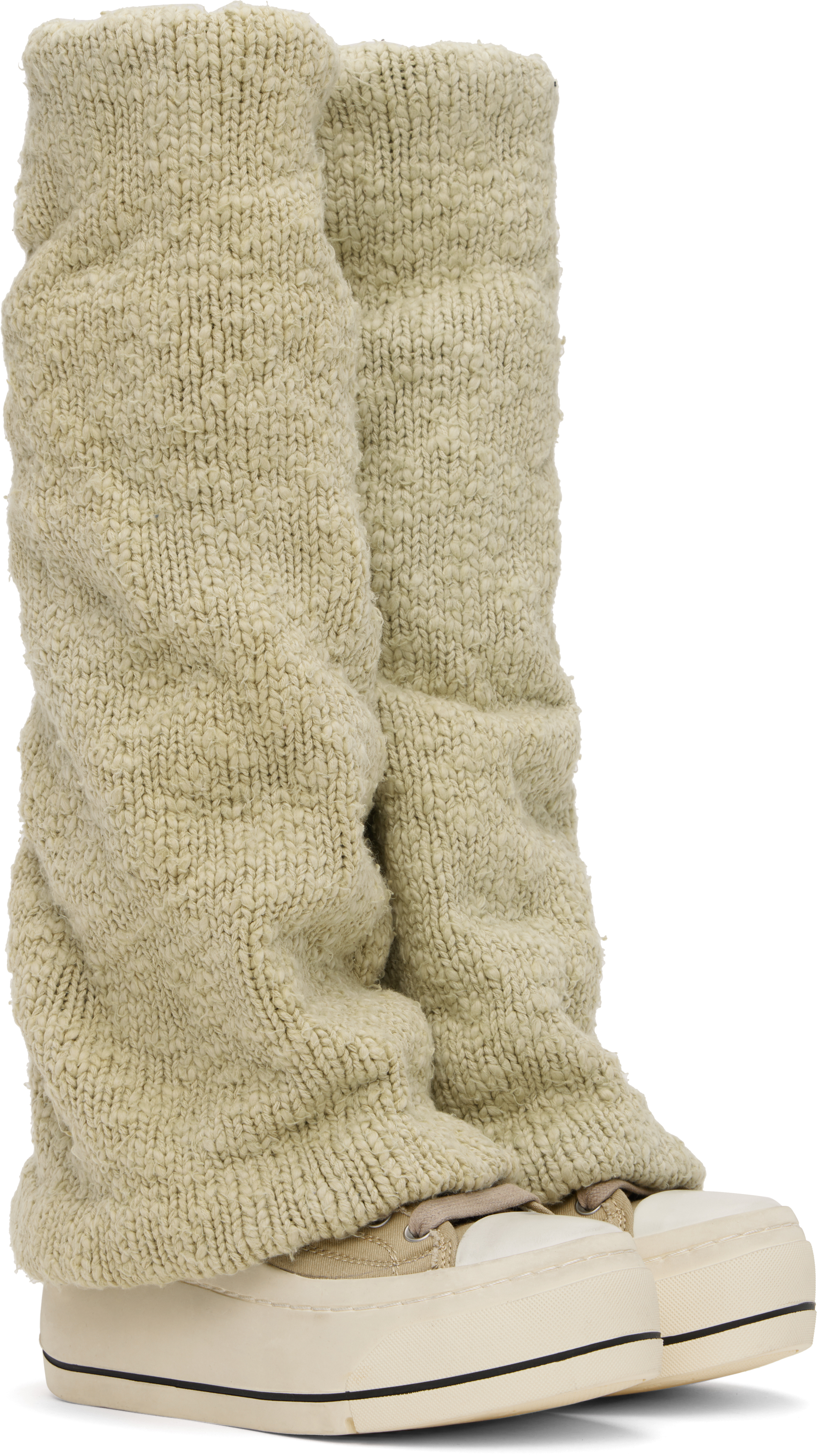 R13 Khaki Kurt High Top Warmer Sneakers In Light Khaki Plain Kn
