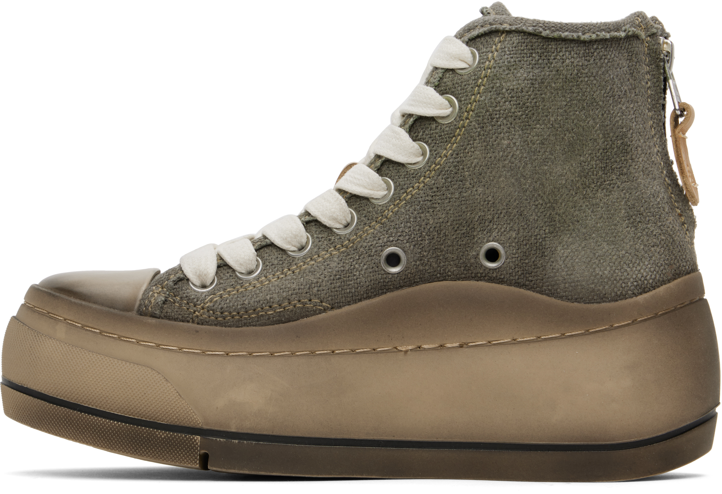 R13 Khaki Kurt High Top Sneakers In Washed Olive