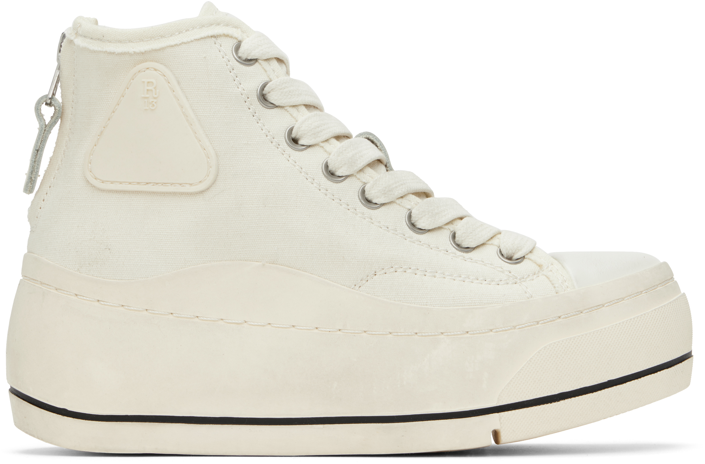 R13 Off-white Kurt High Top Sneakers In Ecru