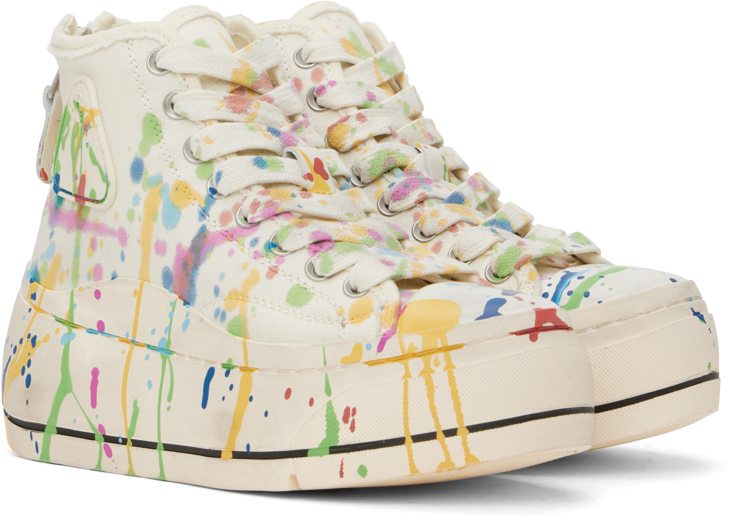 R13 Beige Kurt High Top Sneakers In Ecru