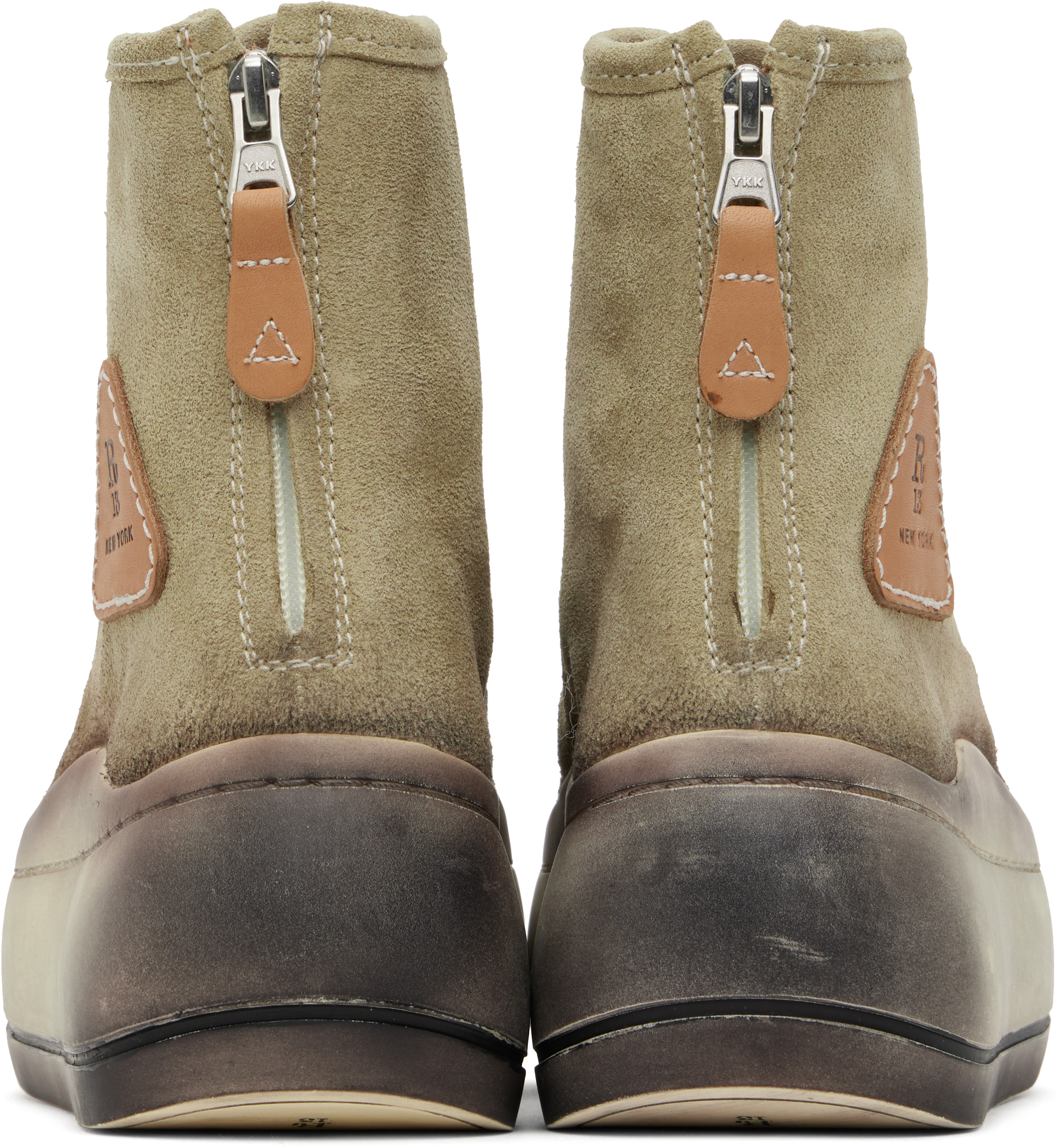 R13 Khaki Tall Kurt Sneakers In Washed Khaki Suede