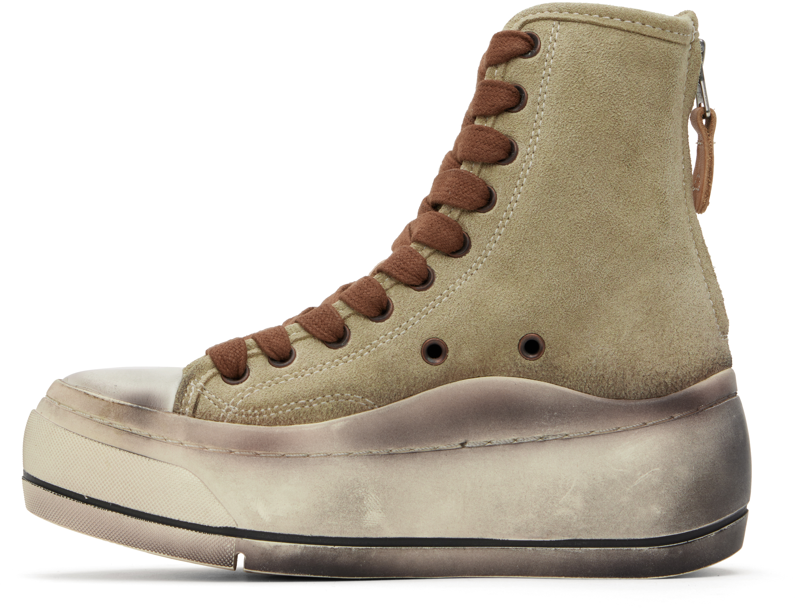 R13 Khaki Tall Kurt Sneakers In Washed Khaki Suede