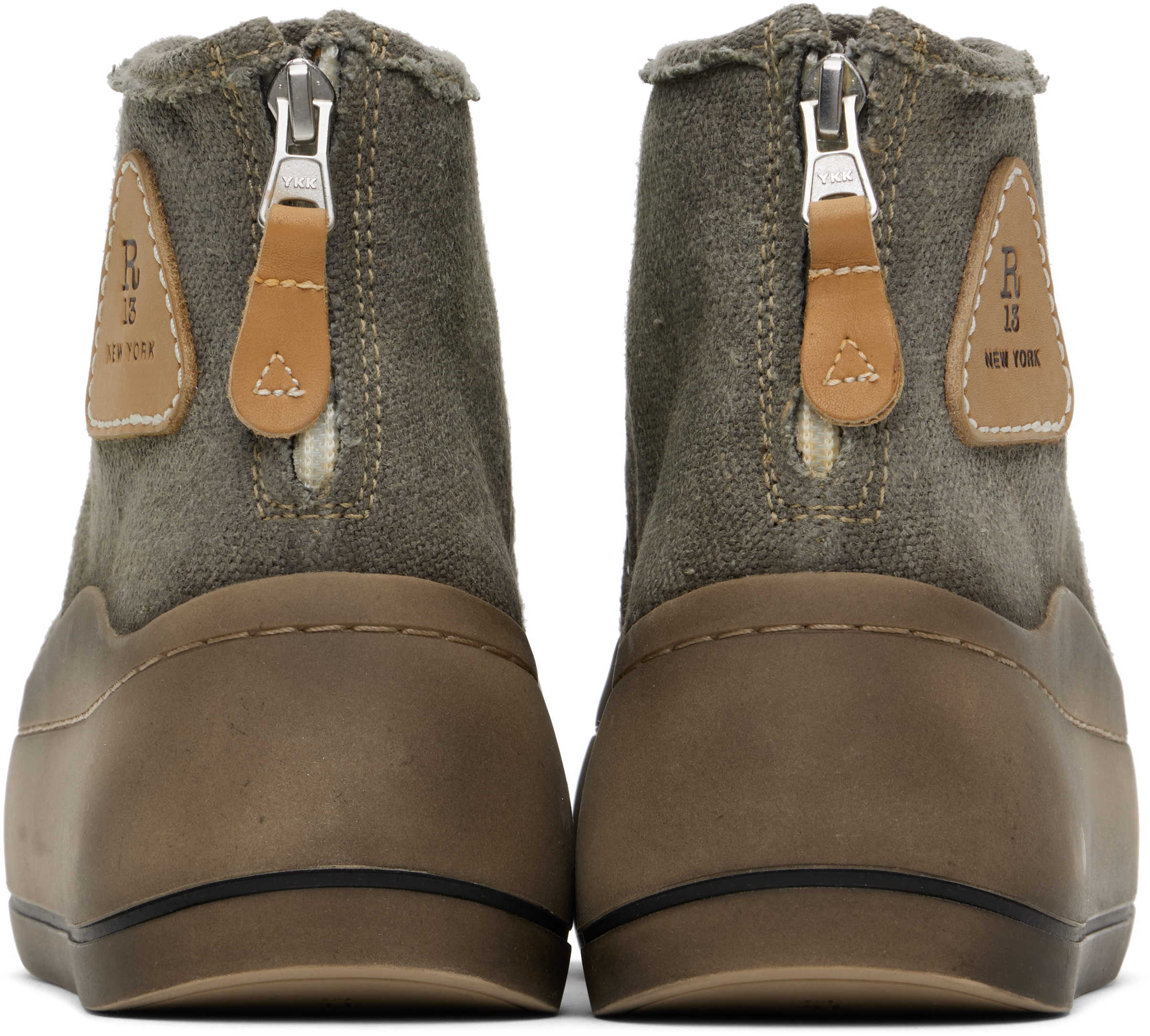 R13 Khaki Kurt High Top Sneakers In Washed Olive