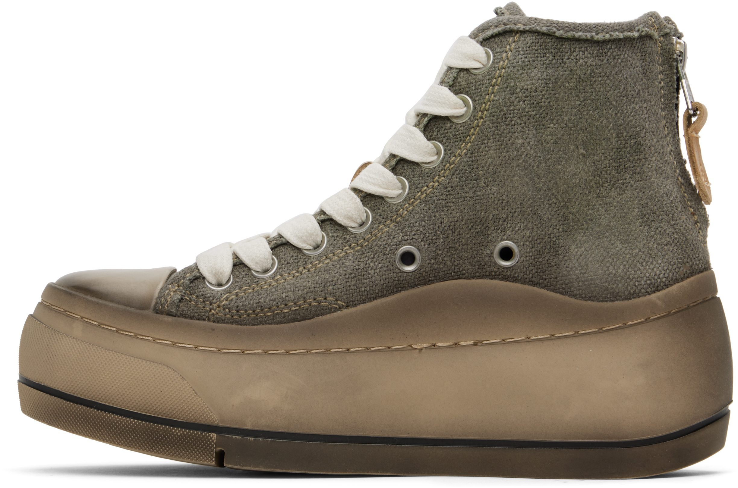 R13 Khaki Kurt High Top Sneakers In Washed Olive