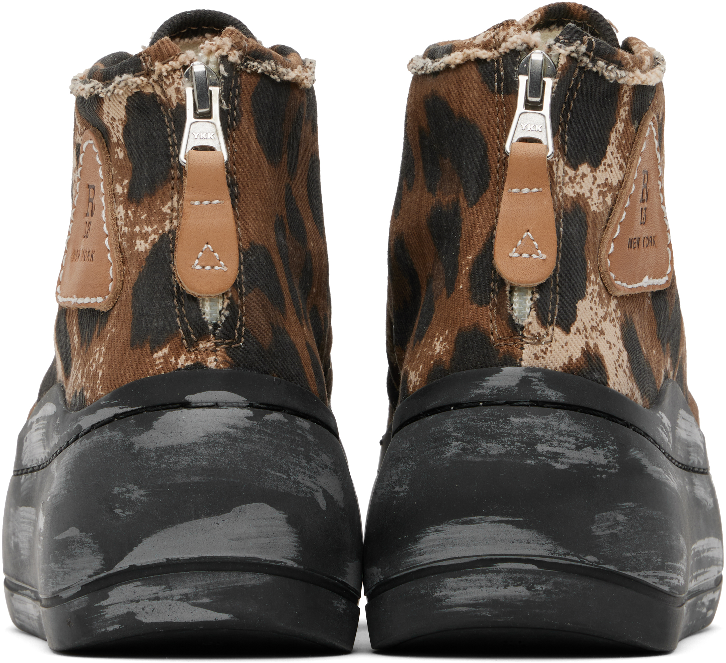 R13 Brown & Black Kurt High Top Sneakers In Brown Leopard