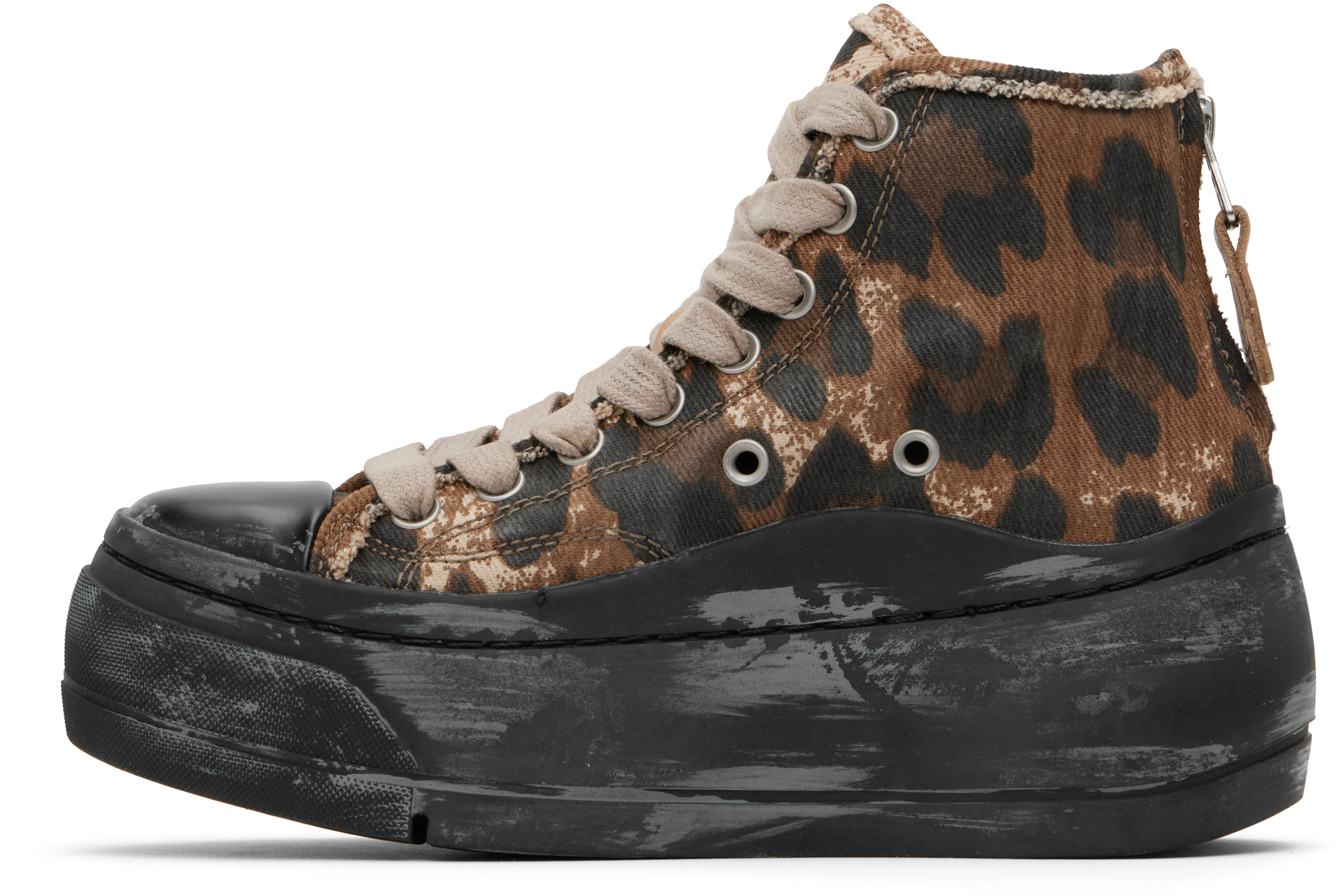 R13 Brown & Black Kurt High Top Sneakers In Brown Leopard