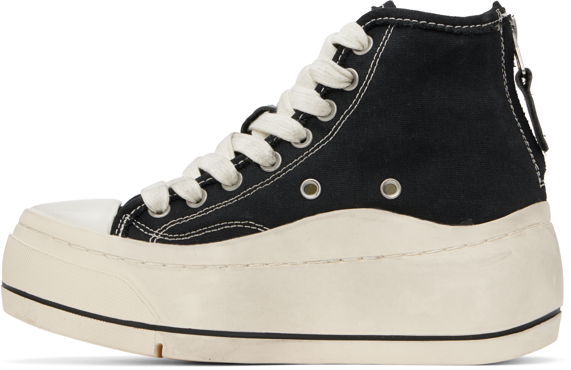R13 Black Kurt High-top Sneakers In Black Canvas
