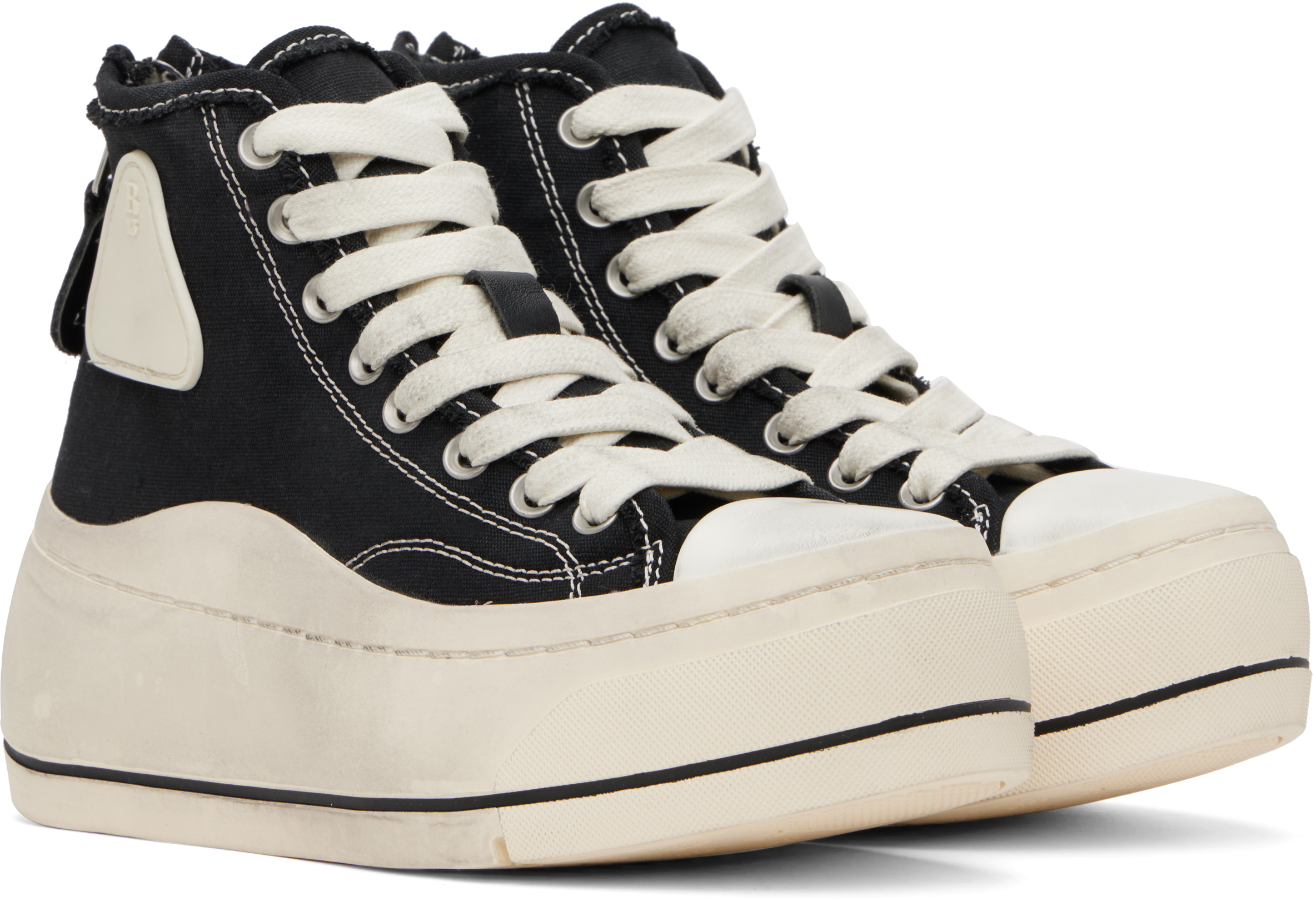 R13 Black Kurt High-top Sneakers In Black Canvas