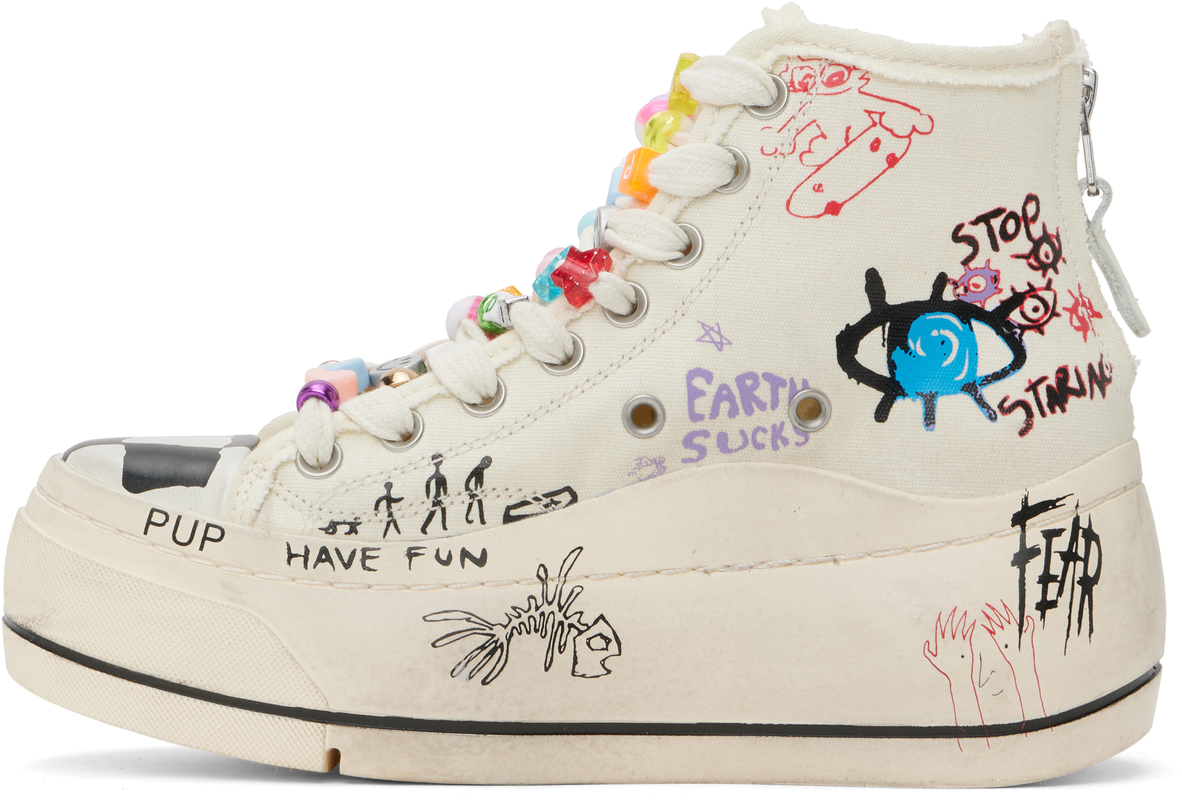 R13 Off-white Kurt High Top Sneakers In Neutral