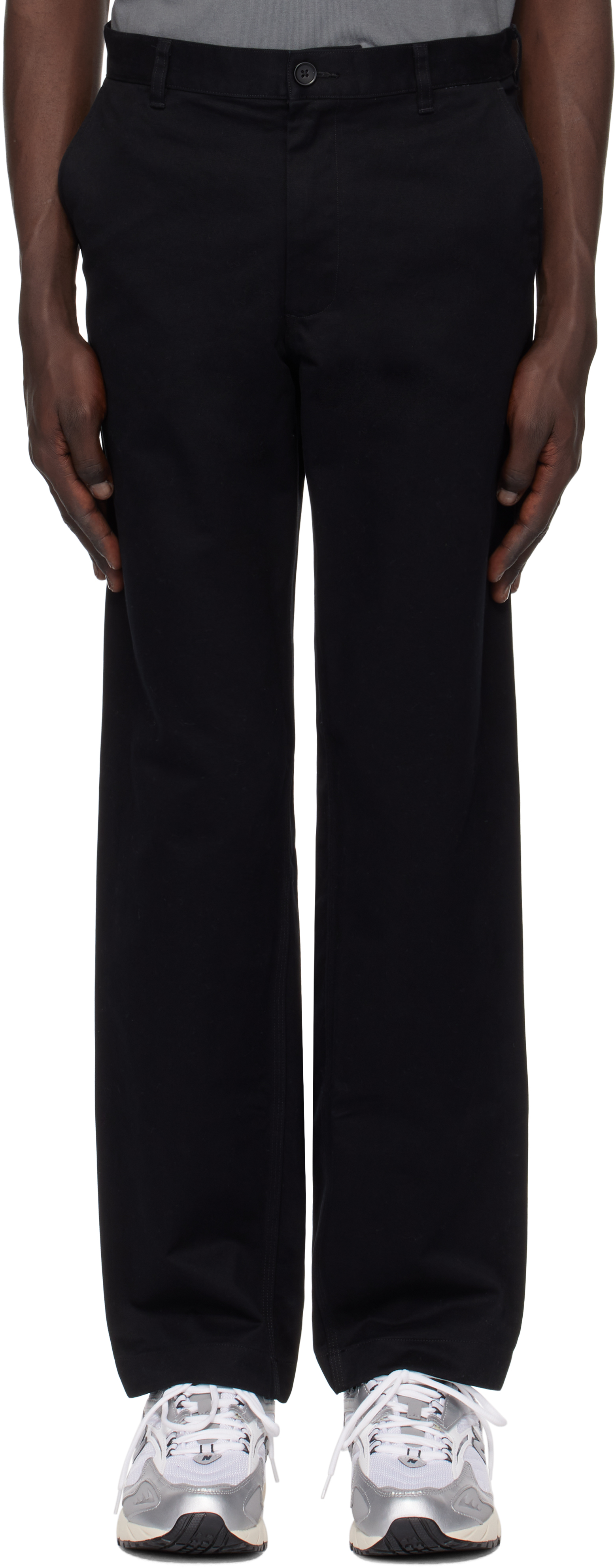 Black Cotton Chino Ivy Trousers